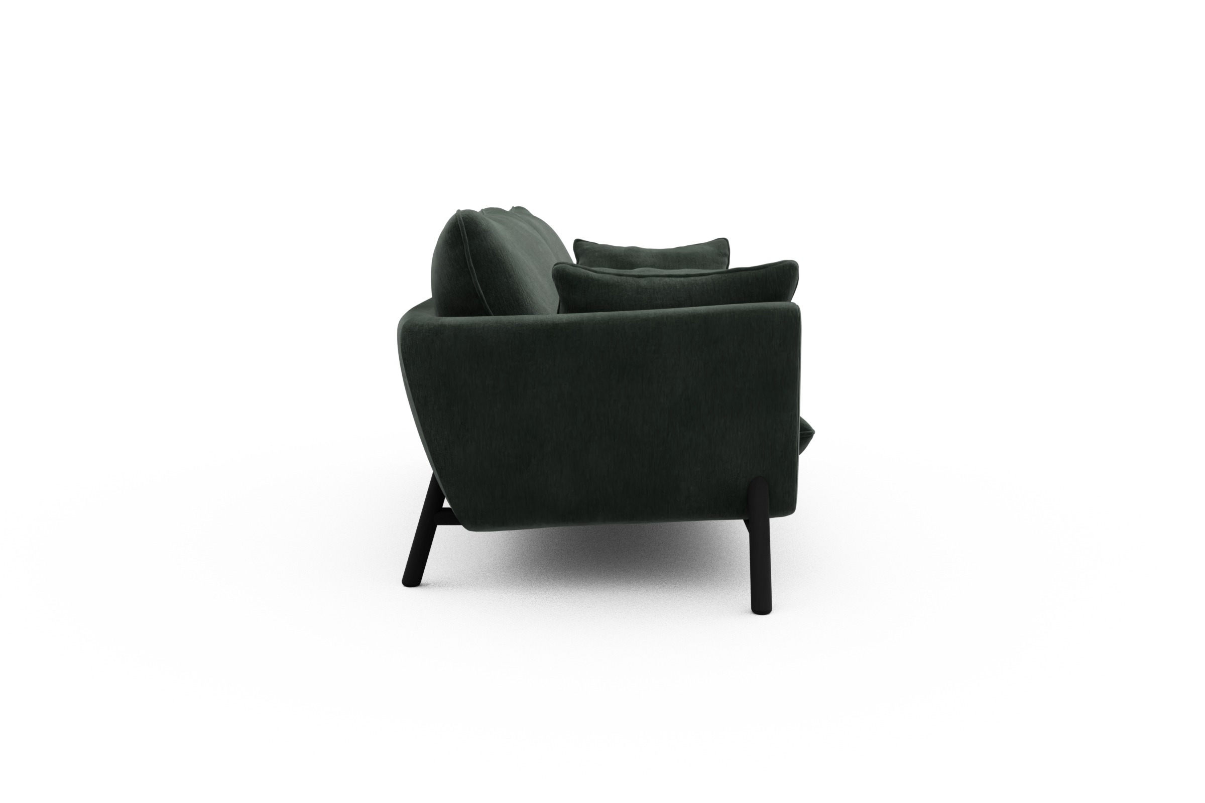 Sofa Emil 3-Sitzer Beinfarbe Eiche Schwarz Smooth-Laurel-Green