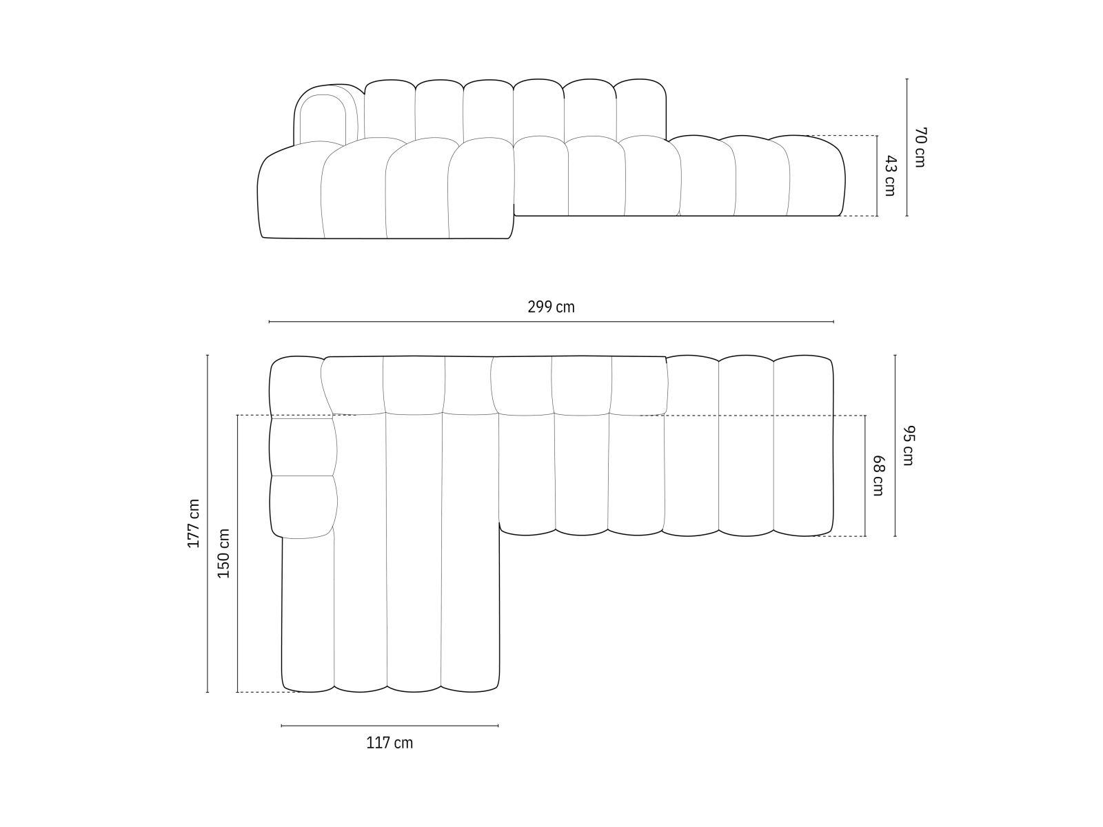 Micadoni Modulares Ecksofa offen Lupine 5-Sitzer Links Samt Salvador Flaschengrün