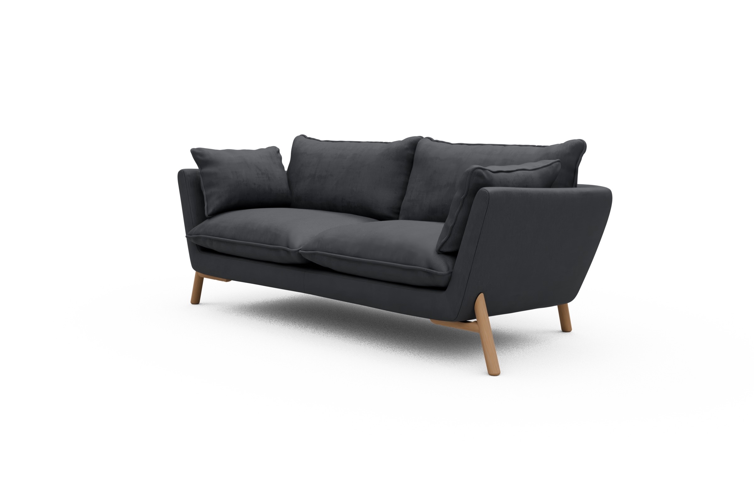 Sofa Emil PREMIUM 2-Sitzer Beinfarbe Eiche Natur Cordufine-Slate-Grey