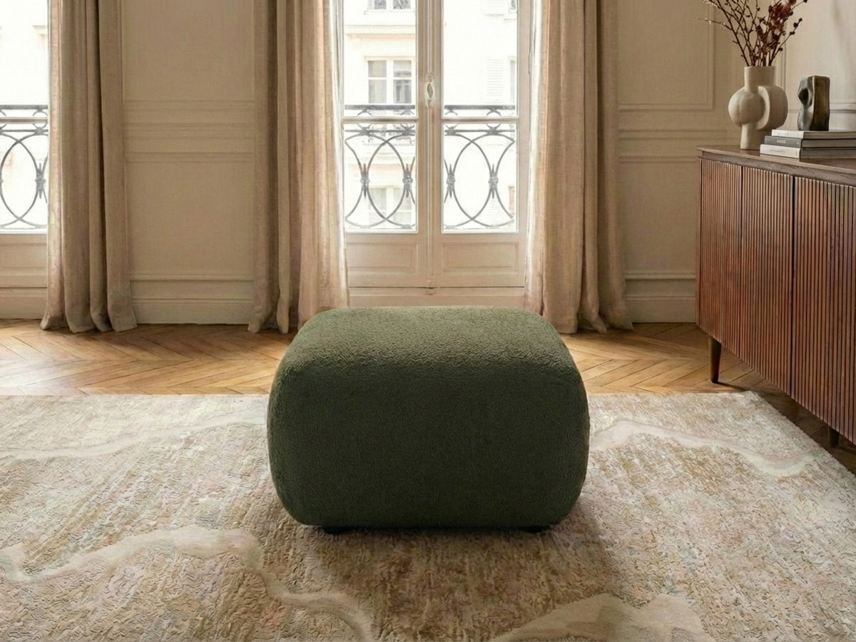 Bobochic Montaigne Pouf Bouclé-Stoff Grün