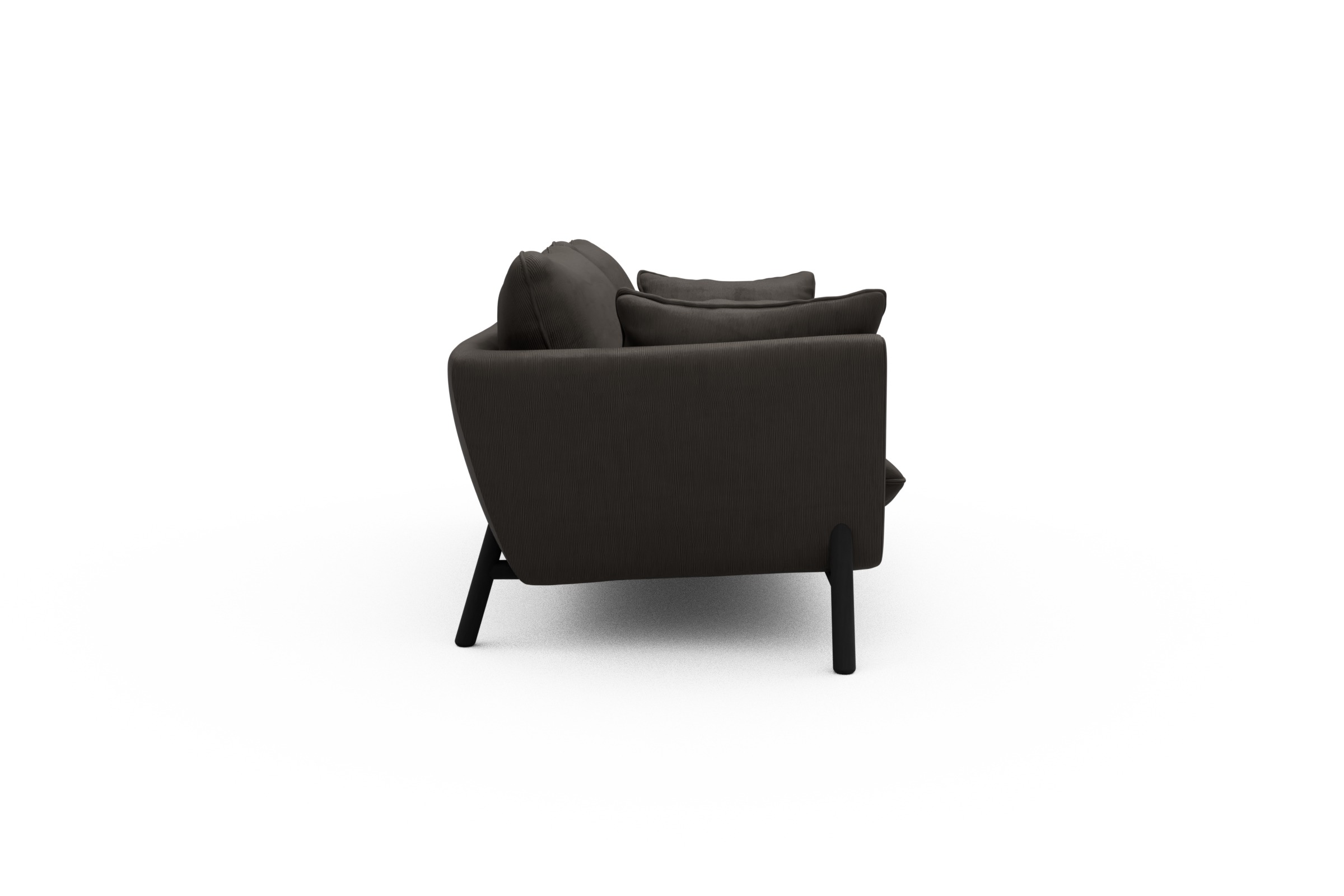 Sofa Emil 2-Sitzer Beinfarbe Eiche Schwarz Cordufine-Taupe