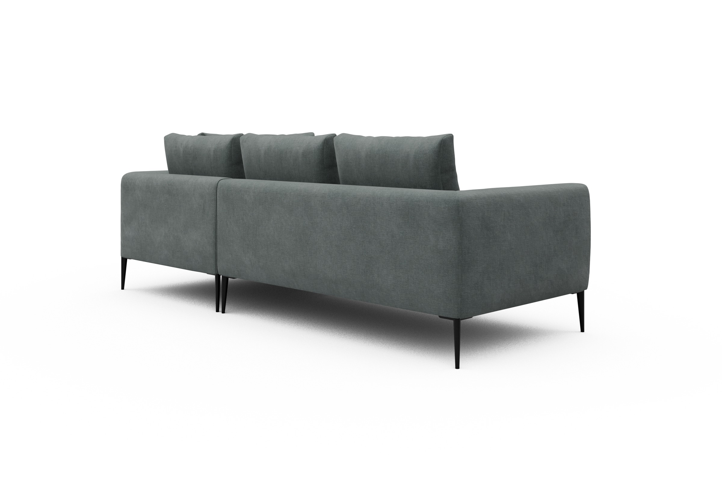 Ecksofa Paul Relax-Ecke rechts mit 2-Sitzer Smooth-Silver-Grey