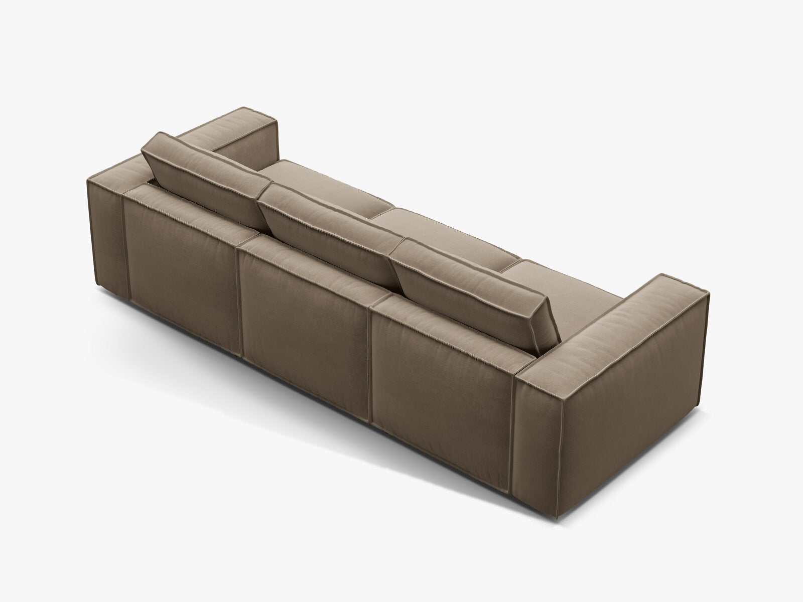 Micadoni modulares Sofa Pola 4-Sitzer Samt Salvador Grau Braun