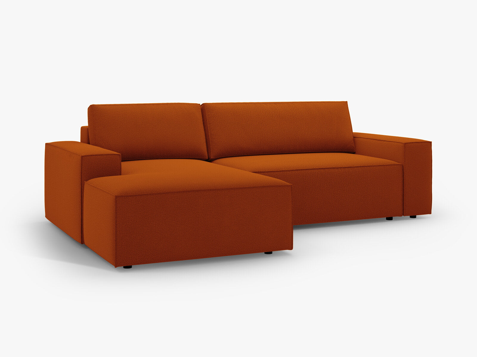 Micadoni Schlaf-Ecksofa Jodie 3-Sitzer Links Strukturierter Stoff Terrakotta