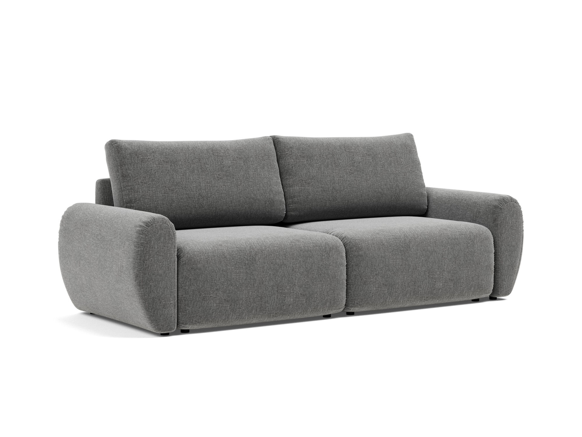 Schlafsofa Norum mit Curve-Armlehnen Strukturierter Stoff Twist 563-Charcoal