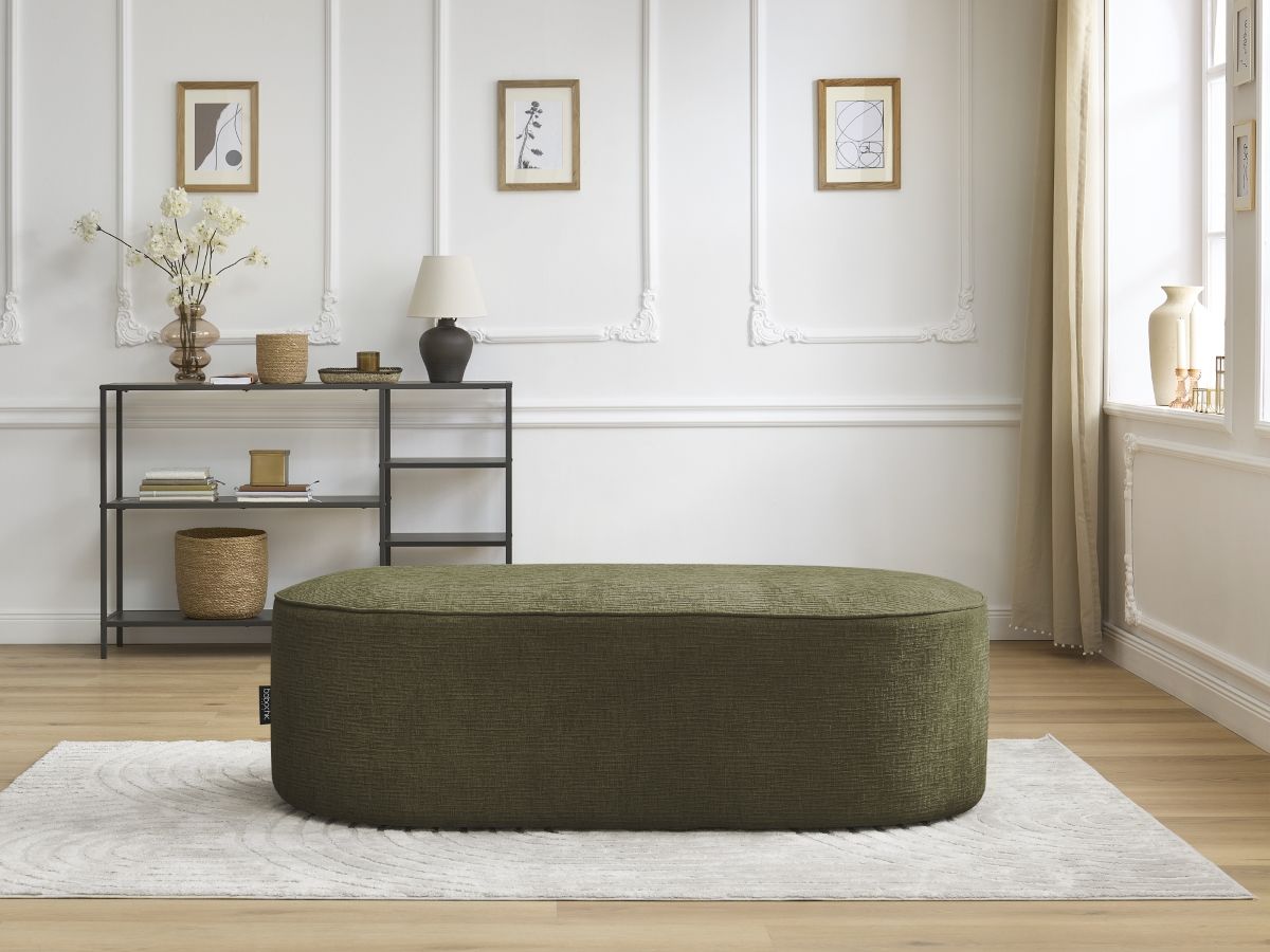 Bobochic Rousseau Pouf Strukturstoff Grün