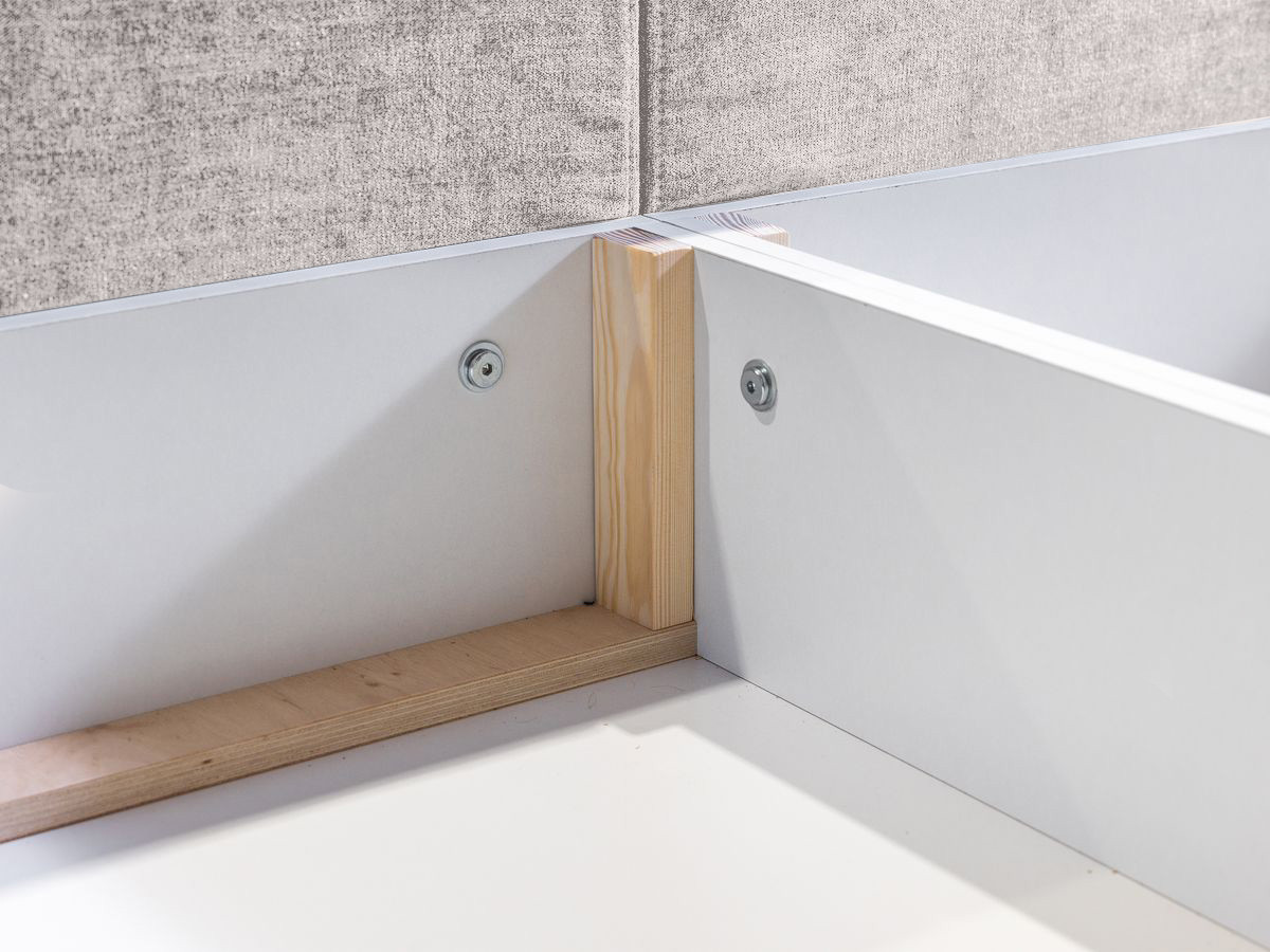 Bobochic Louise Polsterbett mit Bettkasten Stoff Beige, Liegefläche 160 × 200 cm