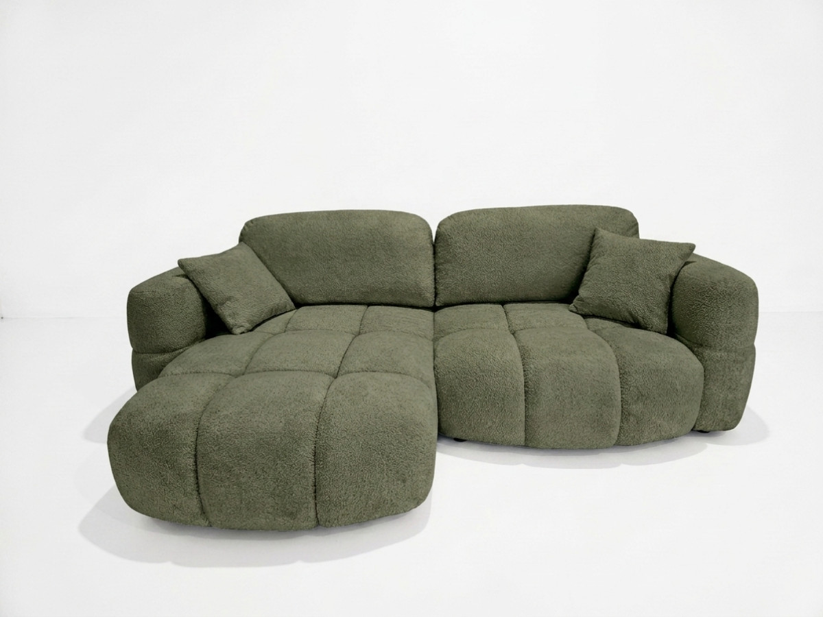 Bobochic Madison Ecksofa mit Schlaffunktion und Bettkasten Stoff Grün