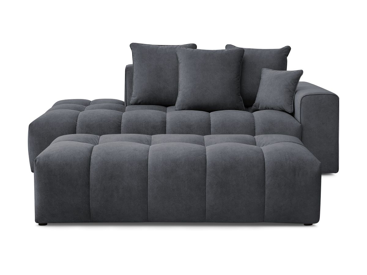 Bobochic Mont-blanc Sofa 5-Sitzer mit Pouf Samt Dunkelgrau Armlehne rechts