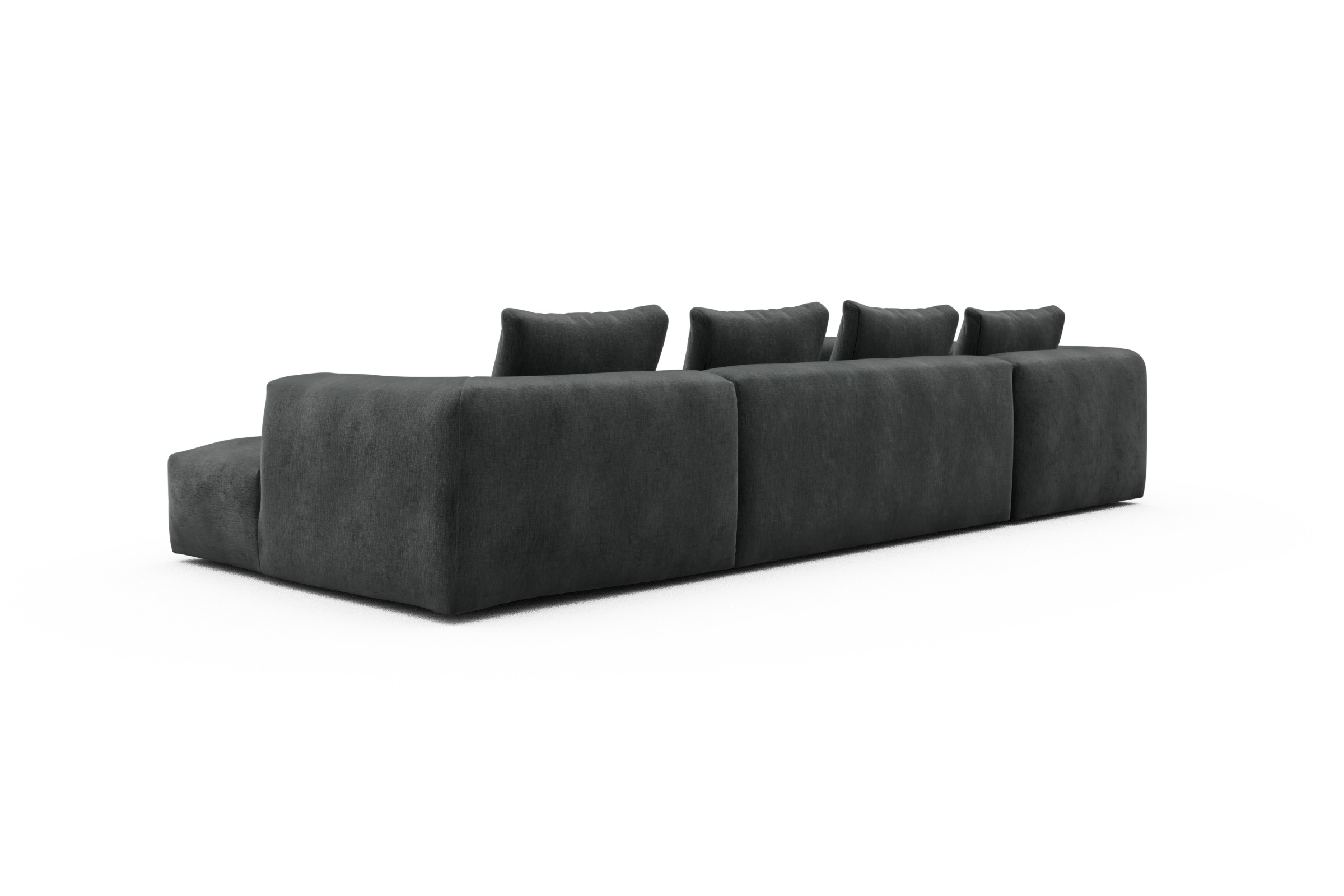 Wohnlandschaft Fred Chaiselongue rechts mit 2-Sitzer und lange Armlehne links Smooth-Deep-Warm-Grey