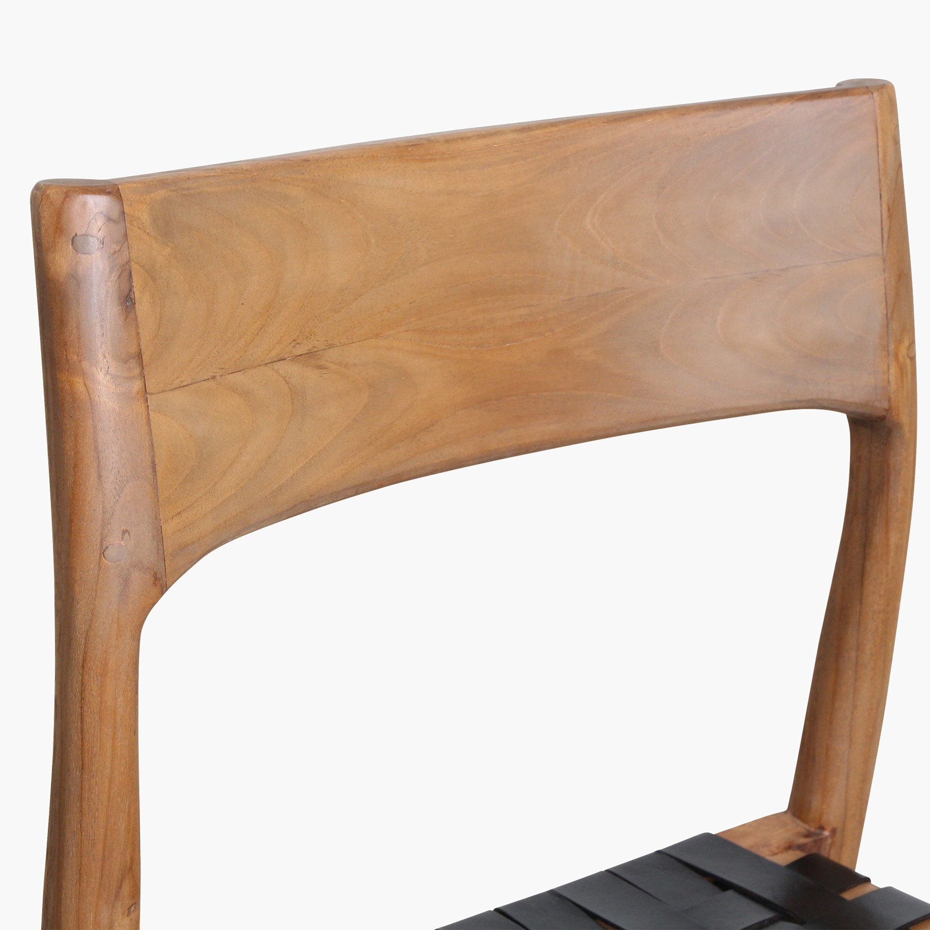 Raw Materials Freya Esszimmerstuhl aus Teakholz Leder Schwarz