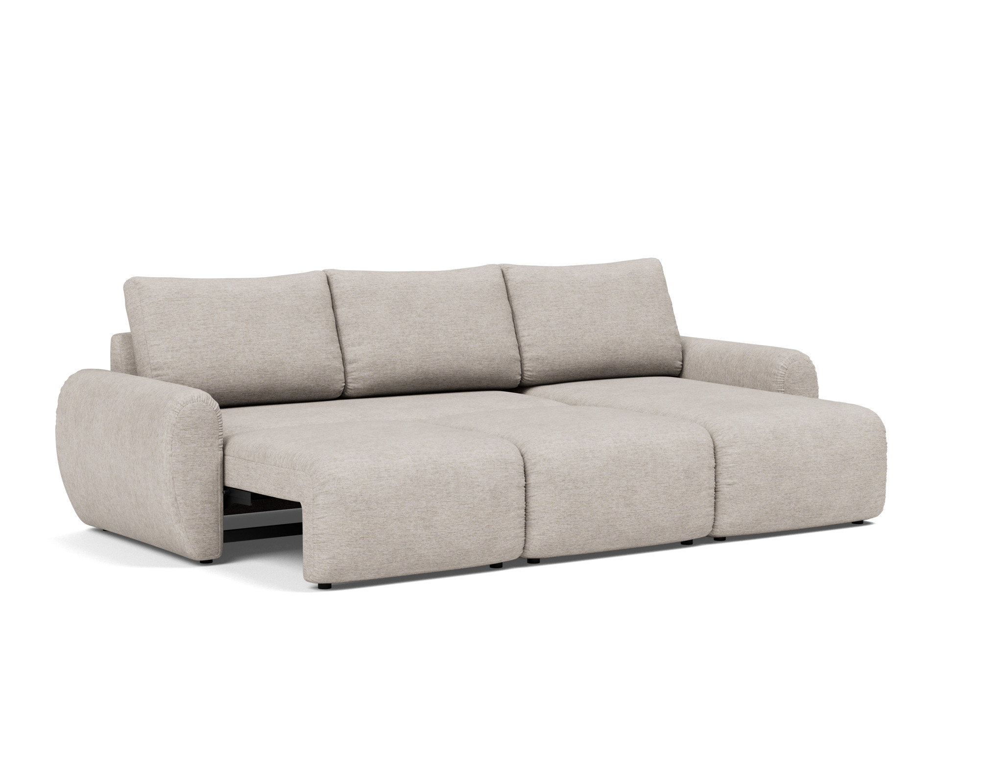 Schlafsofa Norum mit Chaiselongue und Curve-Armlehnen Chenille Yuveno 471-Sand