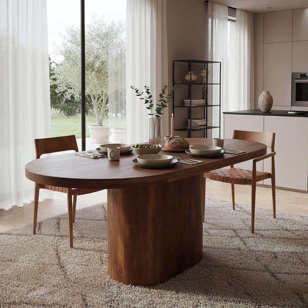 Raw Materials Bullnose Oblong Esstisch aus Mangoholz oval 180cm