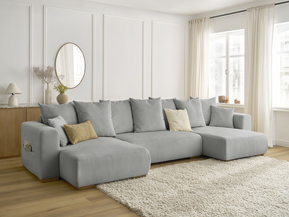 Bobochic Sidonie Wohnlandschaft Cordsamt Hellgrau
