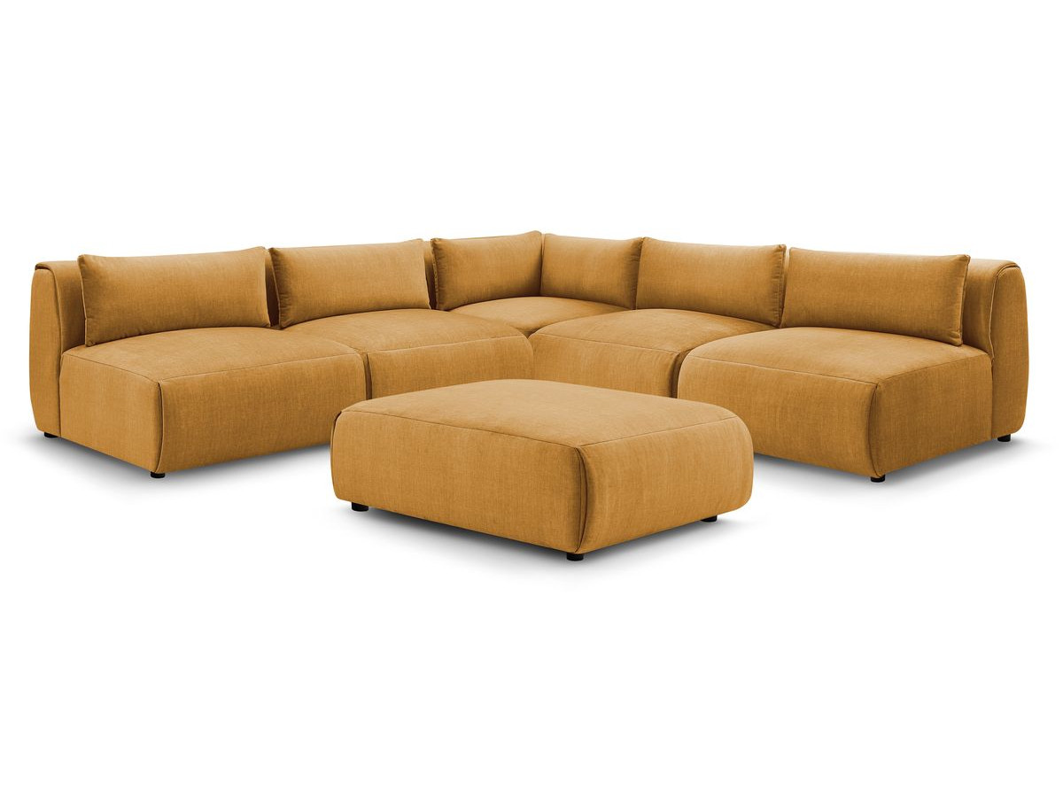 Bobochic Jeanne Ecksofa mit Pouf Samt Gelb