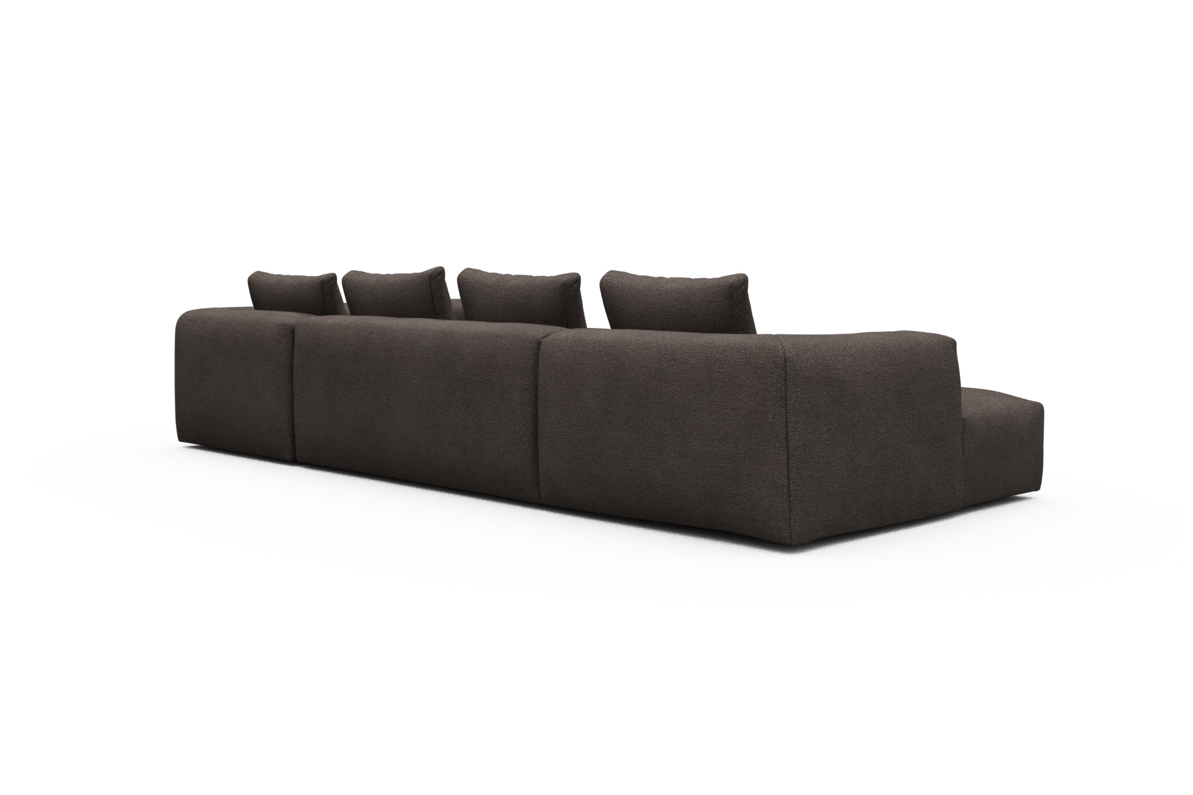 Wohnlandschaft Fred Chaiselongue links mit 2-Sitzer und lange Armlehne rechts Boucle-Taupe
