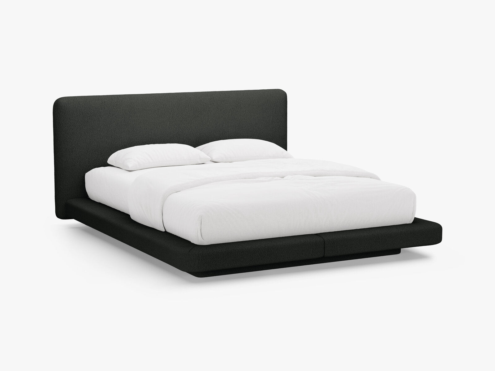Micadoni Polsterbett mit Kopfteil Linea Boucle Baloo Schwarz 140x200