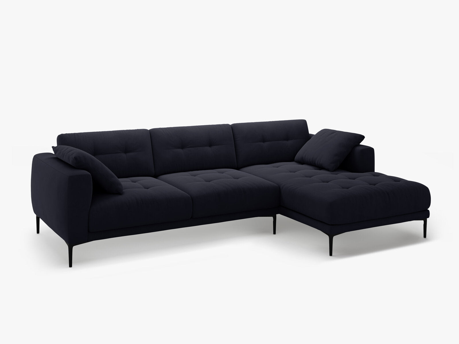 Micadoni Ecksofa Bemy 3-Sitzer Rechts Samt Königsblau