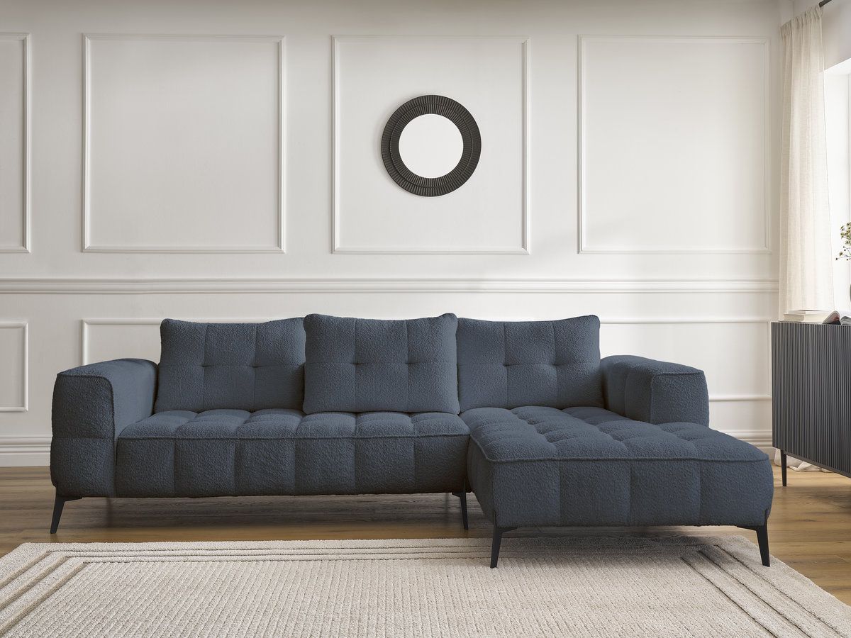 Bobochic Anis Ecksofa Bouclé-Stoff Dunkelblau Ecke rechts