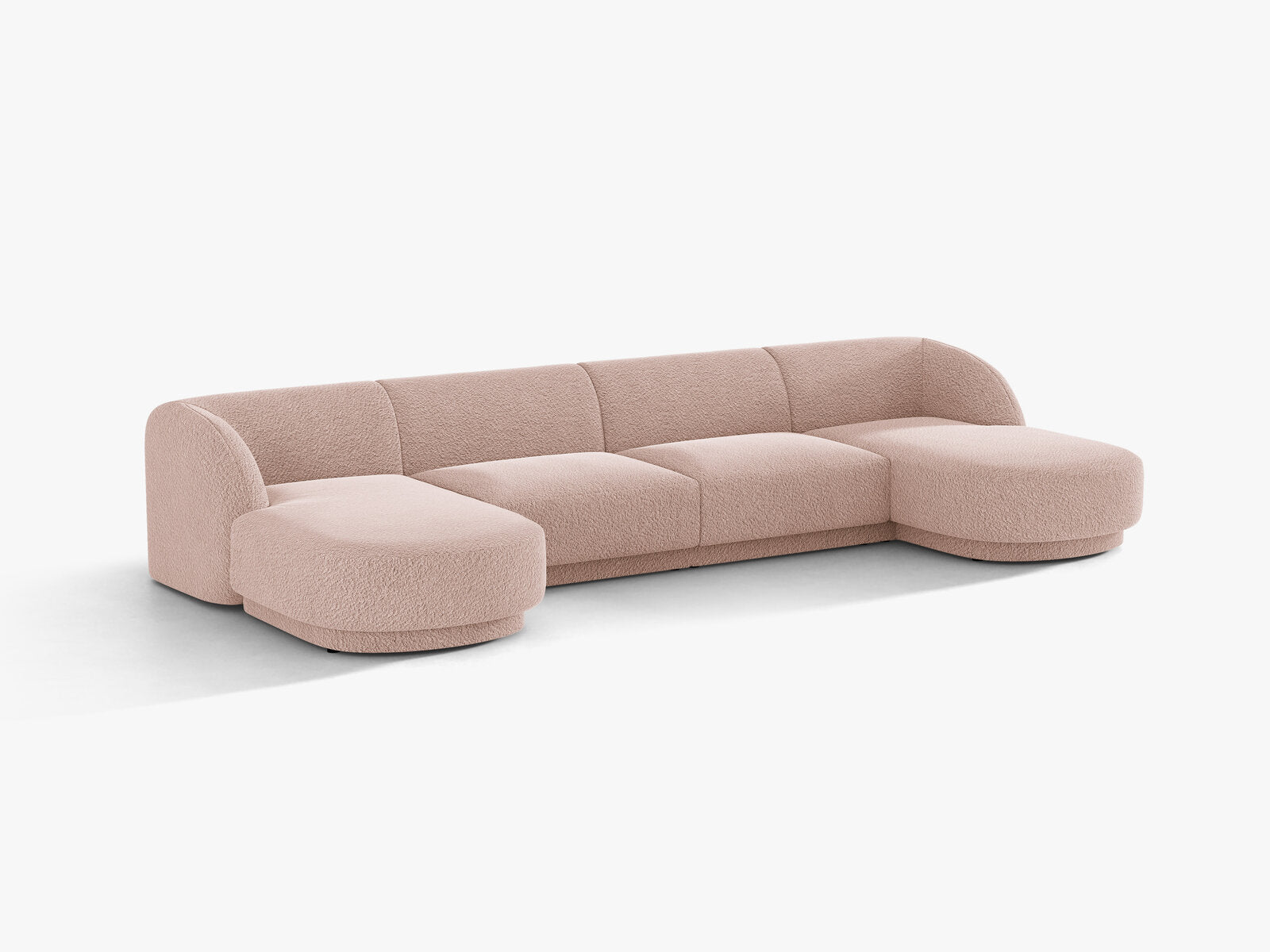 Micadoni Panorama-Sofa Miley 5-Sitzer Boucle Baloo Puderrosa