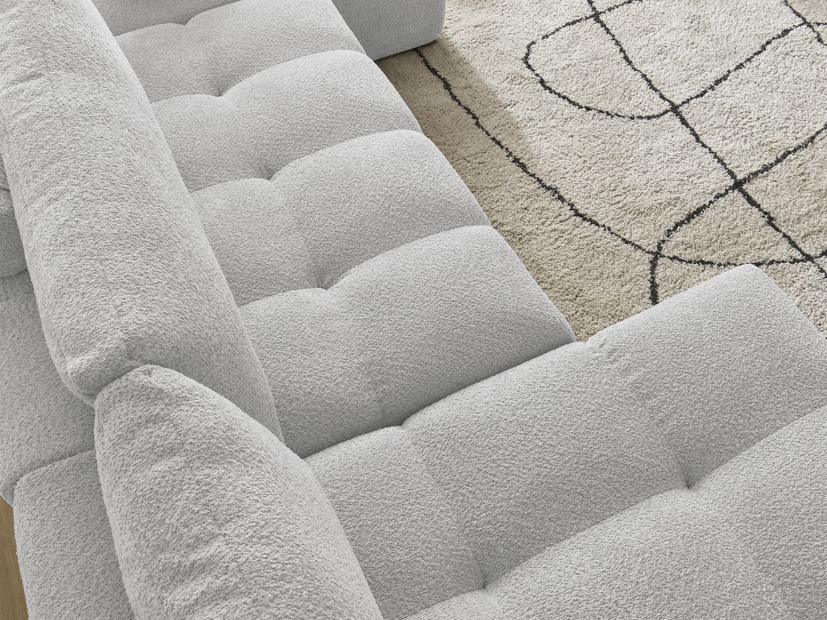Bobochic Anakin Wohnlandschaft, 3 Kissen Bouclé-Stoff Hellgrau