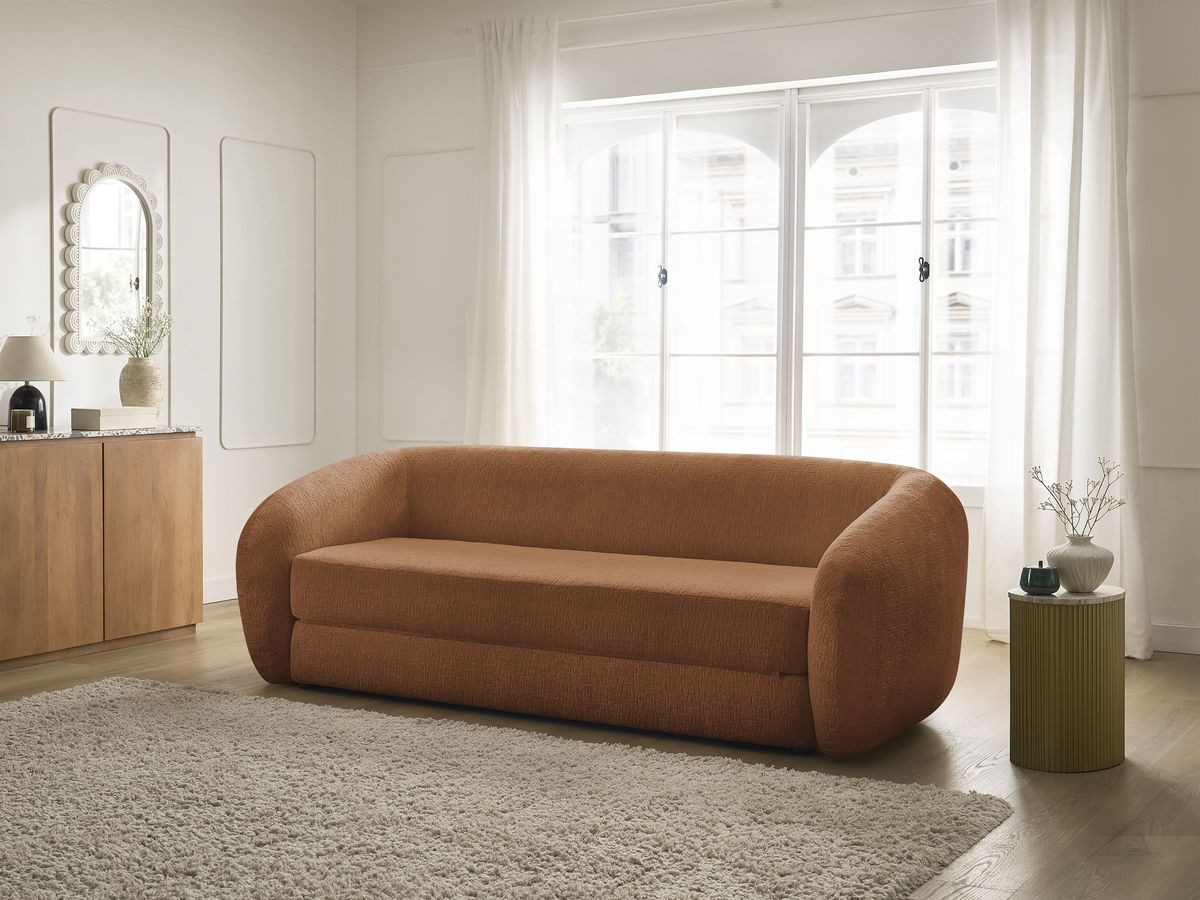 Bobochic Neyo Schlafsofa 3-Sitzer Strukturstoff Orange