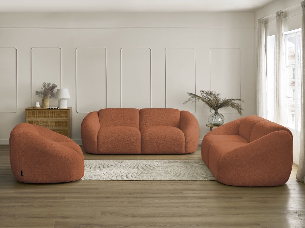 Bobochic Tina Sofa 6-Sitzer Bouclé-Stoff Orange