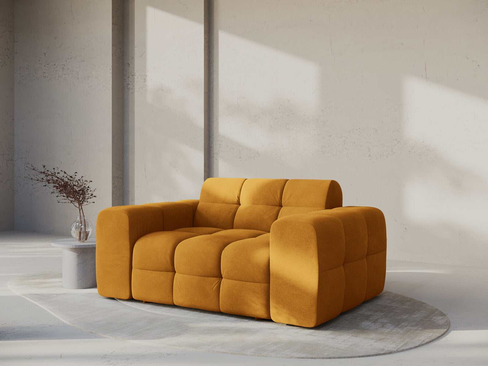 Micadoni Sofa Kendal 2-Sitzer Samt Senf