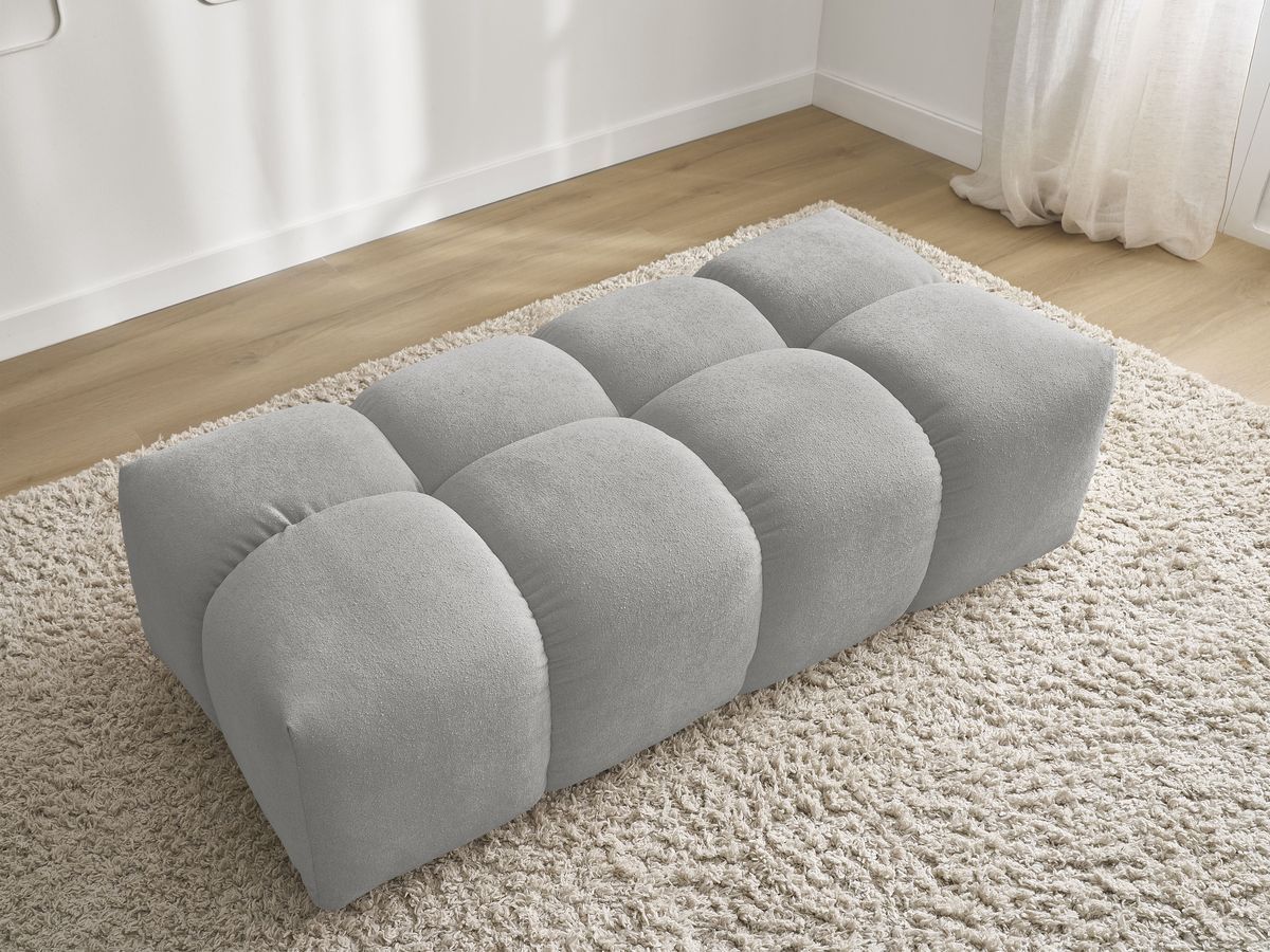 Bobochic Everest Pouf 140 × 70 cm Melange-Stoff Hellgrau