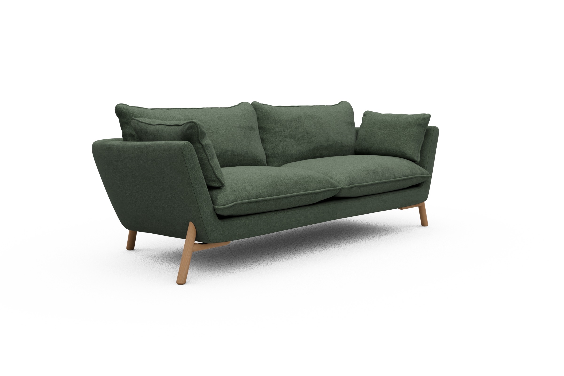 Sofa Emil PREMIUM 3-Sitzer Beinfarbe Eiche Natur Casone-Forest-Green