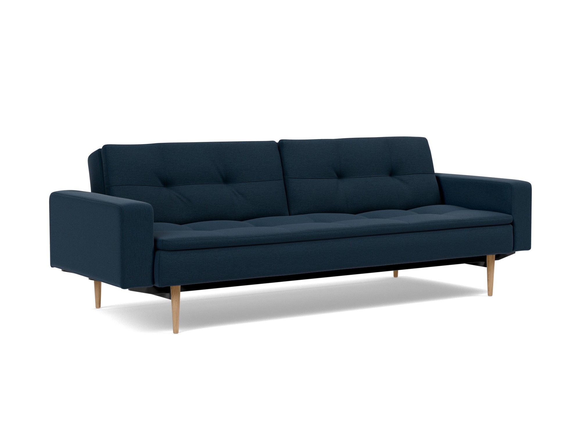 Schlafsofa Dublexo mit Armlehnen Flachgewebe Mixed Dance 528-Blue Beine Styletto Eiche hell
