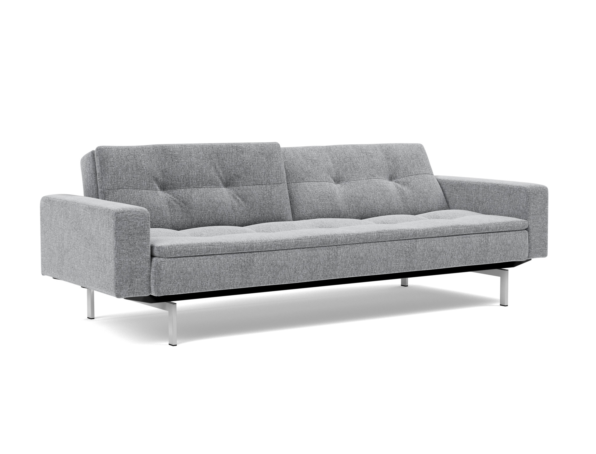 Schlafsofa Dublexo mit Armlehnen Strukturierter Stoff Twist 565-Granite Beine Chrom