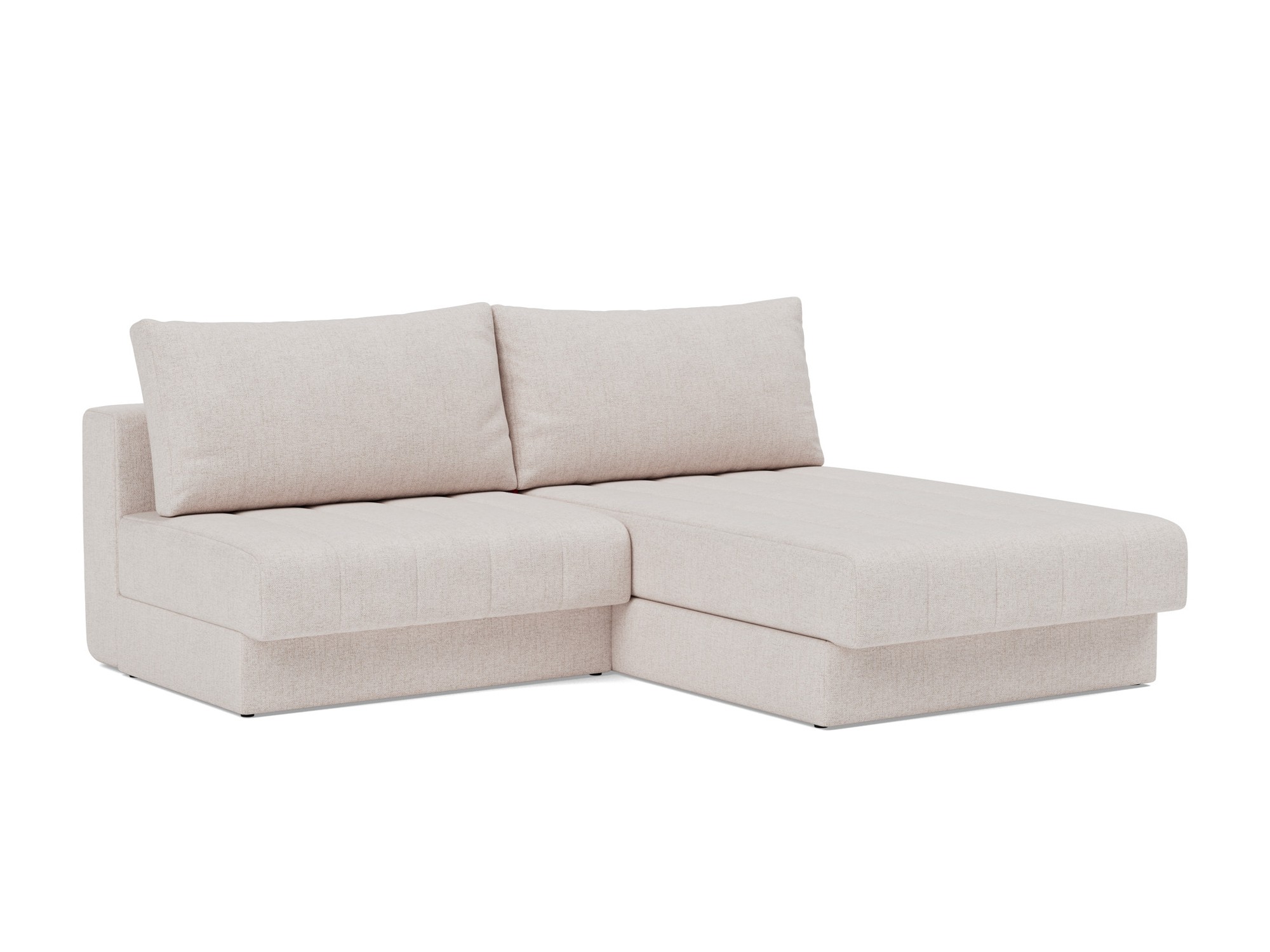 Schlafsofa Akello mit Chaiselongue Strukturierter Stoff Weda 300-Weda-Sand