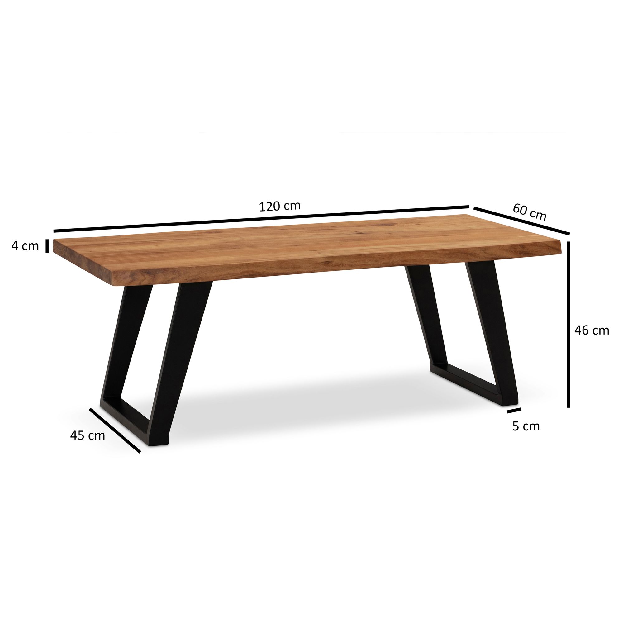 Couchtisch Lundamo Akazie Massivholz 120 × 60 × 46 cm