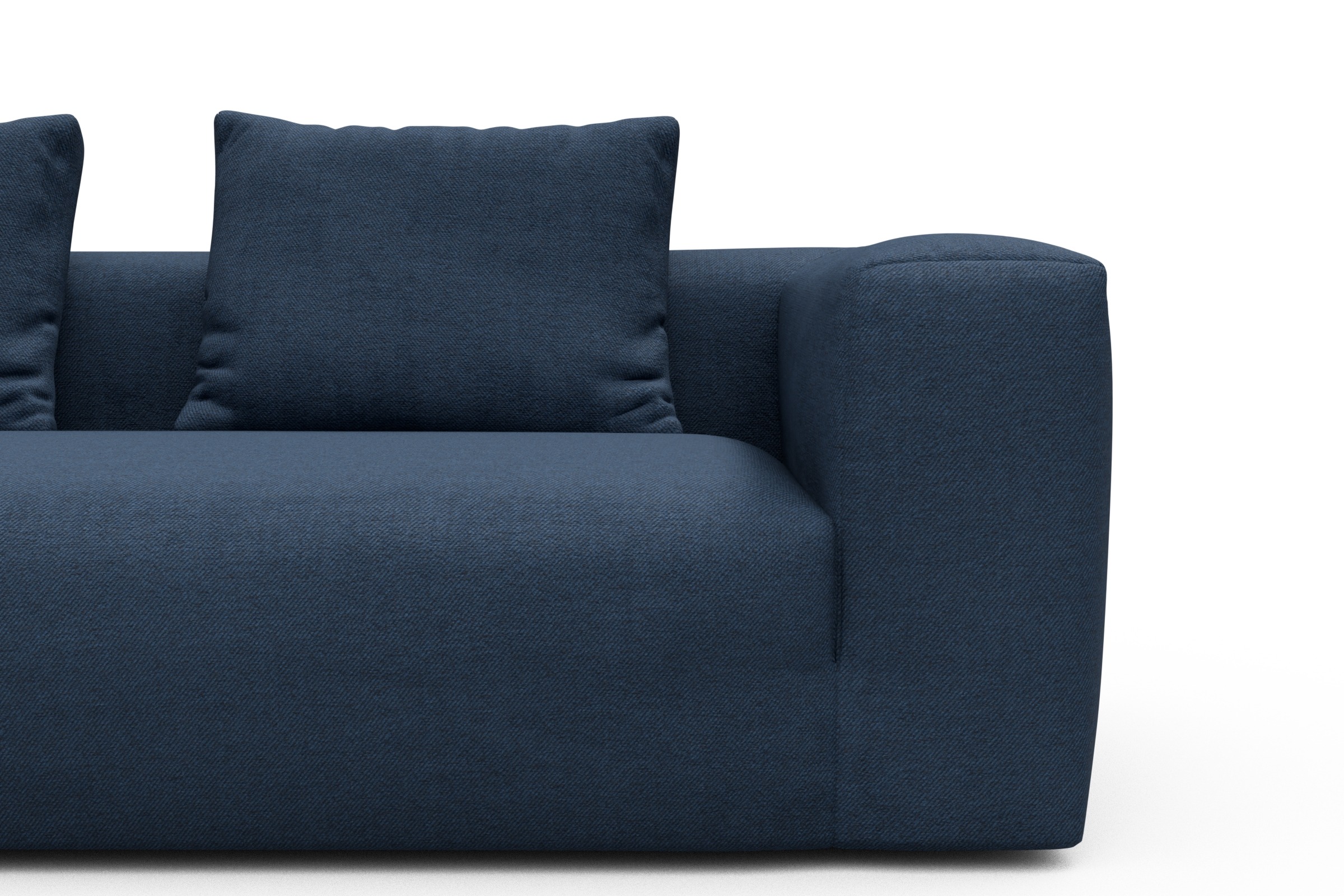 Wohnlandschaft Fred Chaiselongue links mit 2-Sitzer und lange Armlehne rechts Weda-Blue