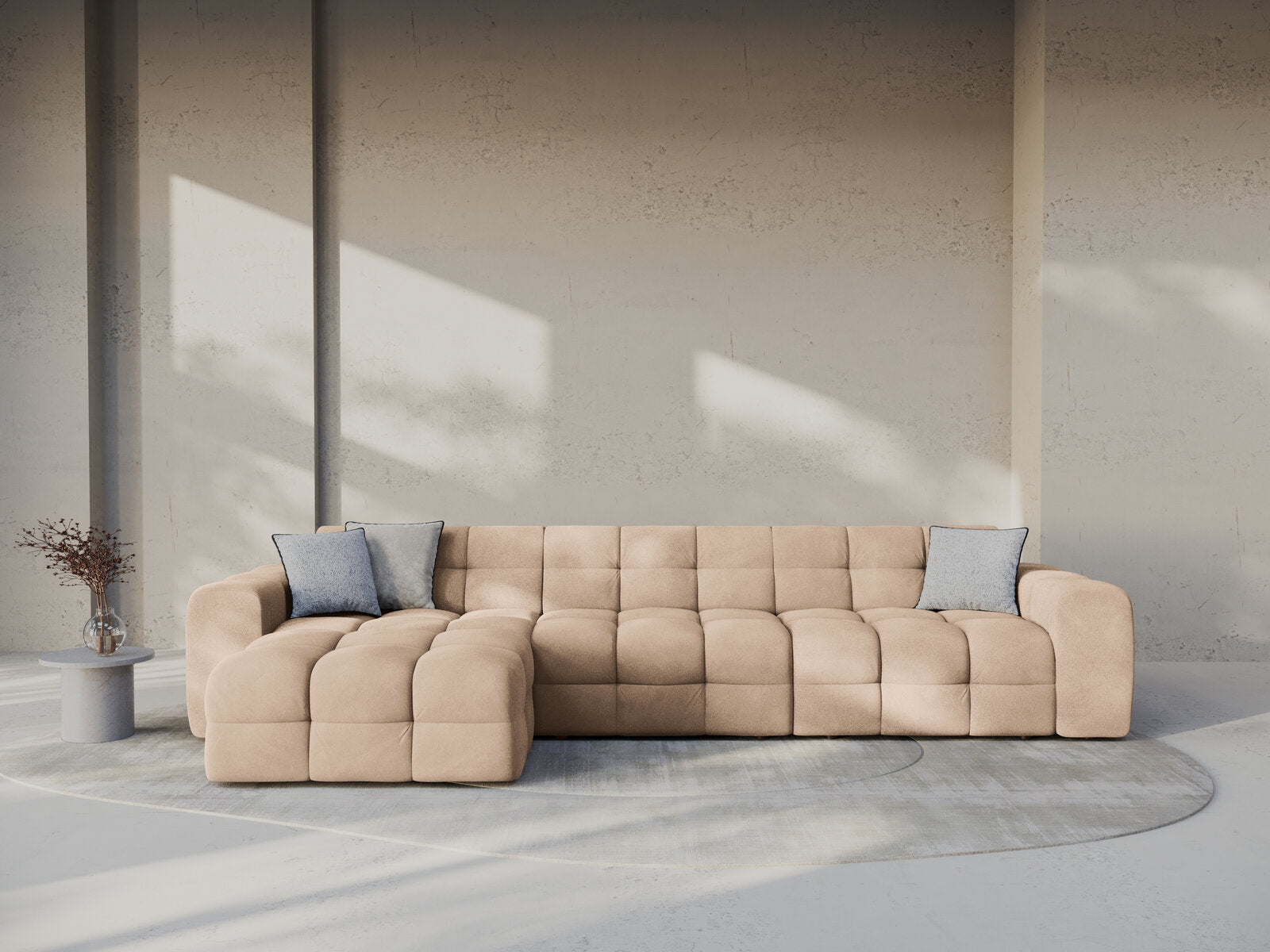 Micadoni Ecksofa Kendal 5-Sitzer Links Samt Mandel Beige