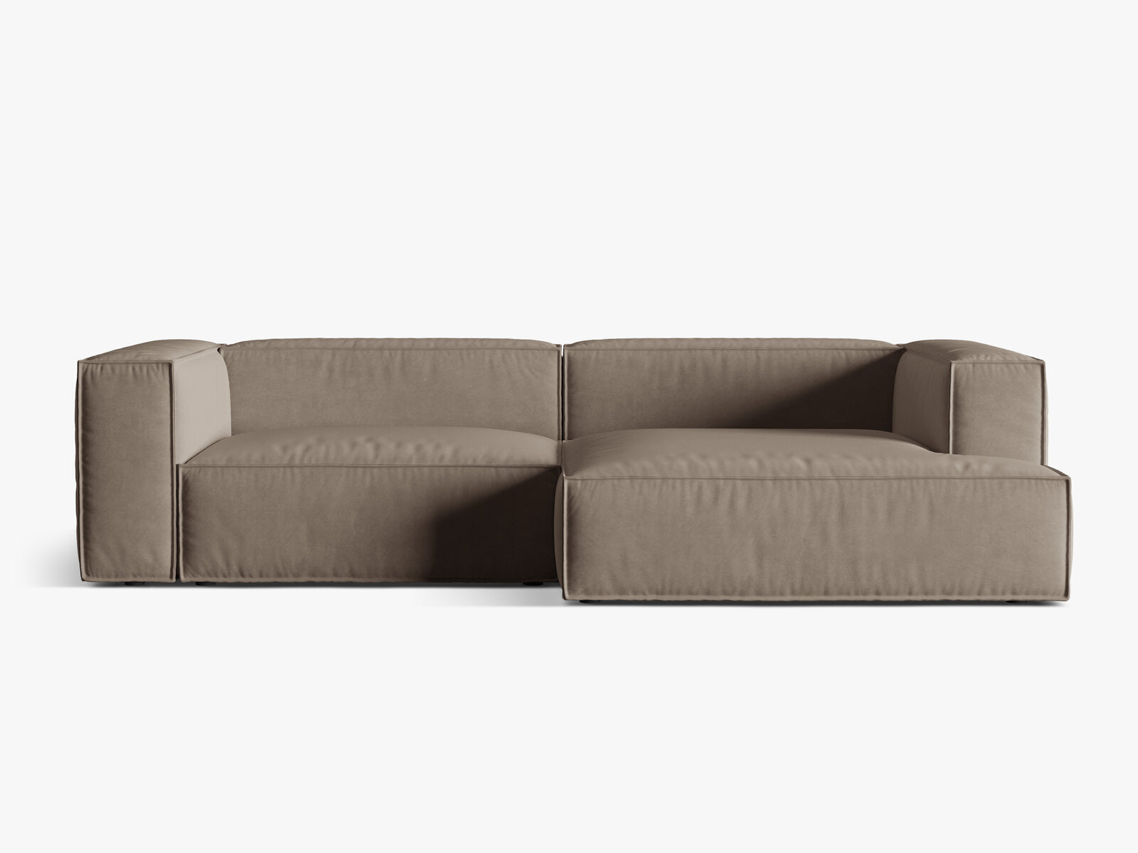 Micadoni Ecksofa Nuria 4-Sitzer Rechts Samt Warmes Grau