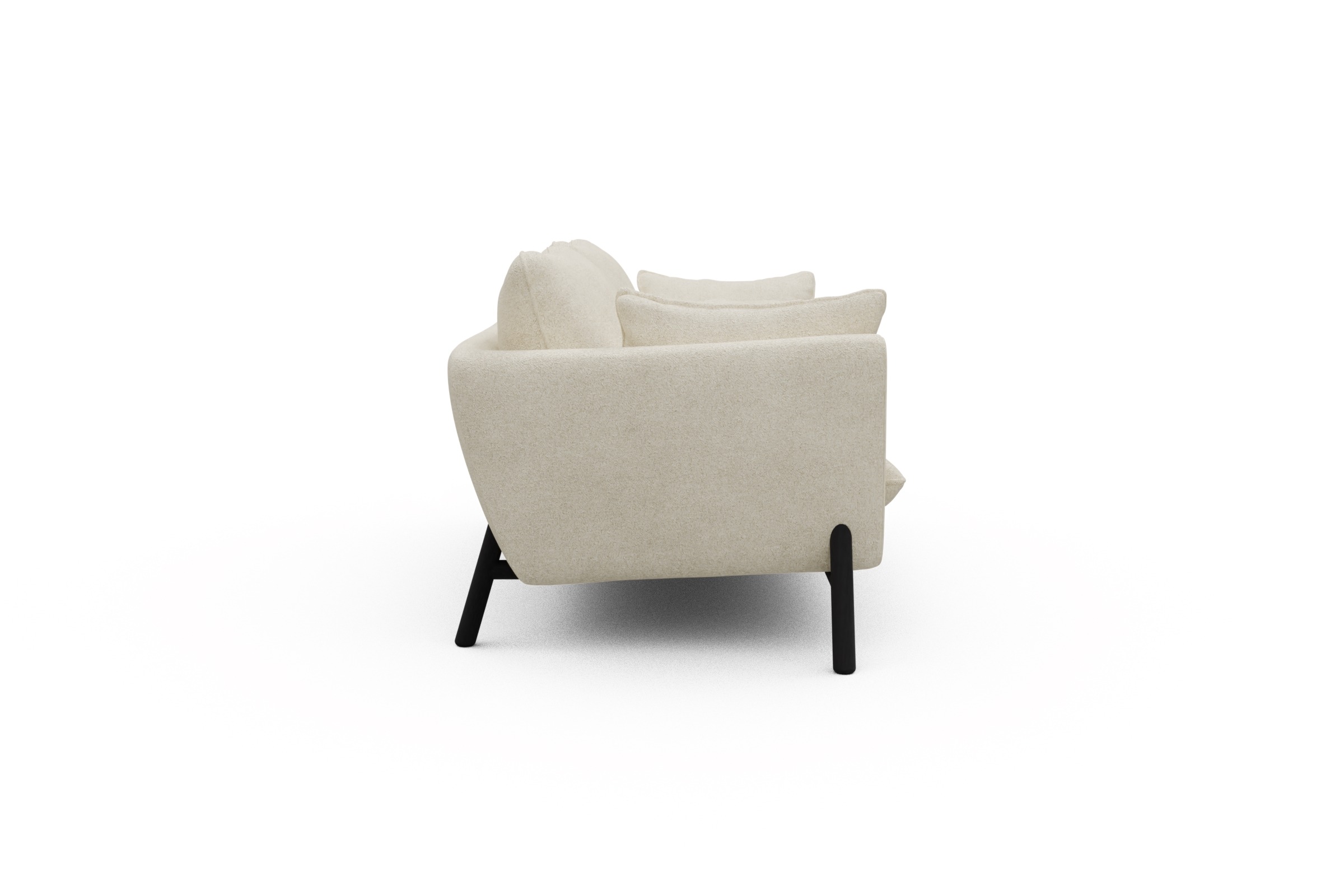 Sofa Emil 2-Sitzer Beinfarbe Eiche Schwarz Boucle-Off-White