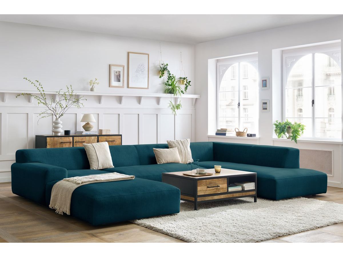 Bobochic Lavena Wohnlandschaft 399 × 220 cm Samt Dunkelblau Ecke links