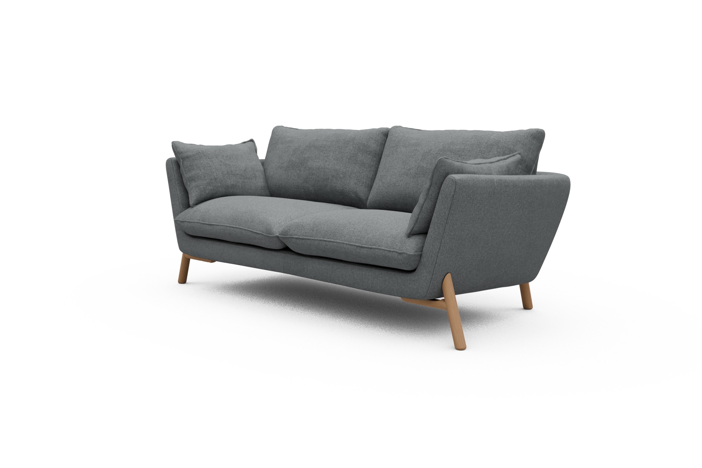 Sofa Emil 2-Sitzer Beinfarbe Eiche Natur Casone-Gravel-Grey