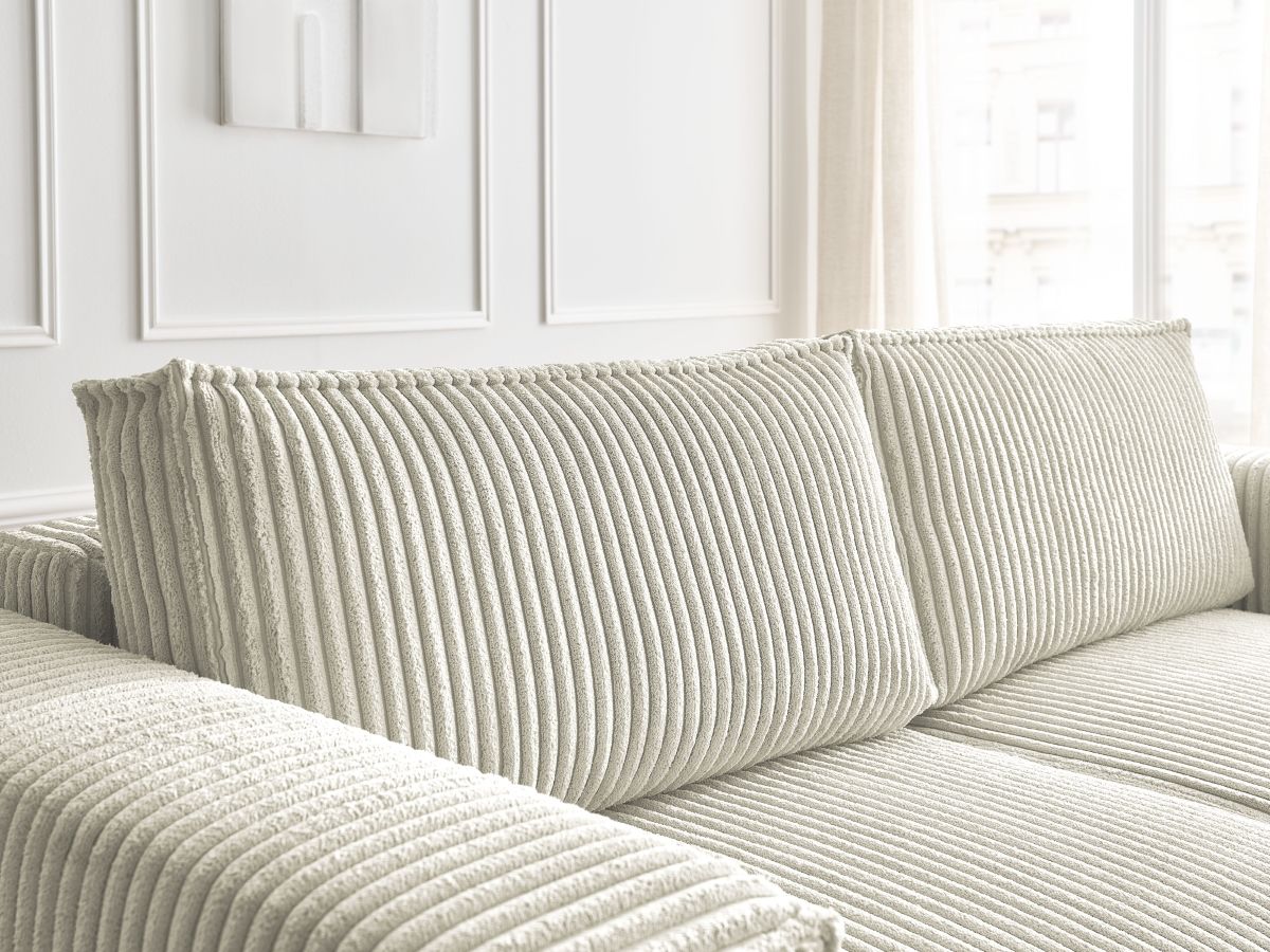 Bobochic Chelsea Schlafsofa 3-Sitzer mit Bettkasten Breitcord weich Beige