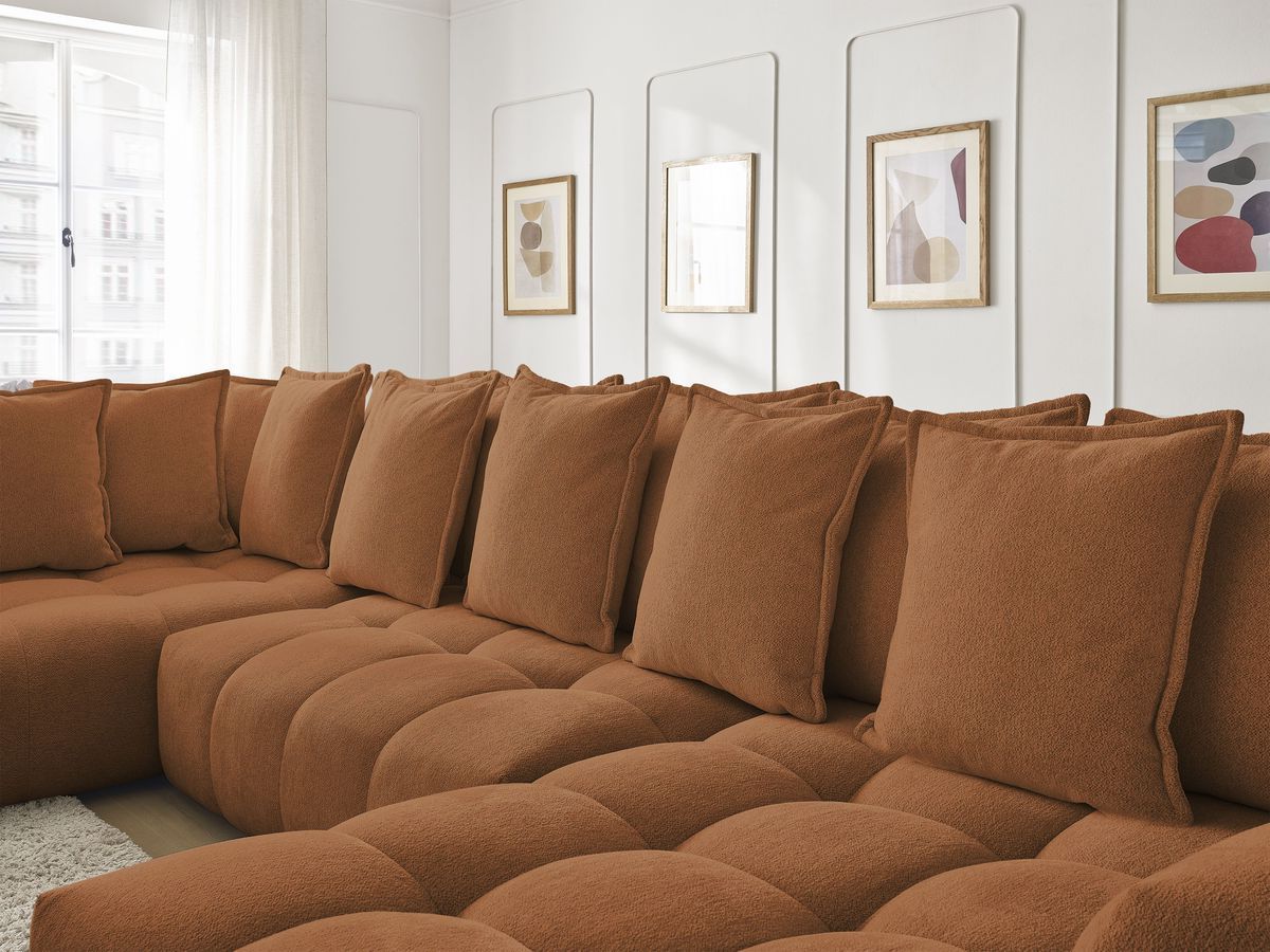 Bobochic Everest Wohnlandschaft, 14 Kissen Melange-Stoff Orange Ecke rechts