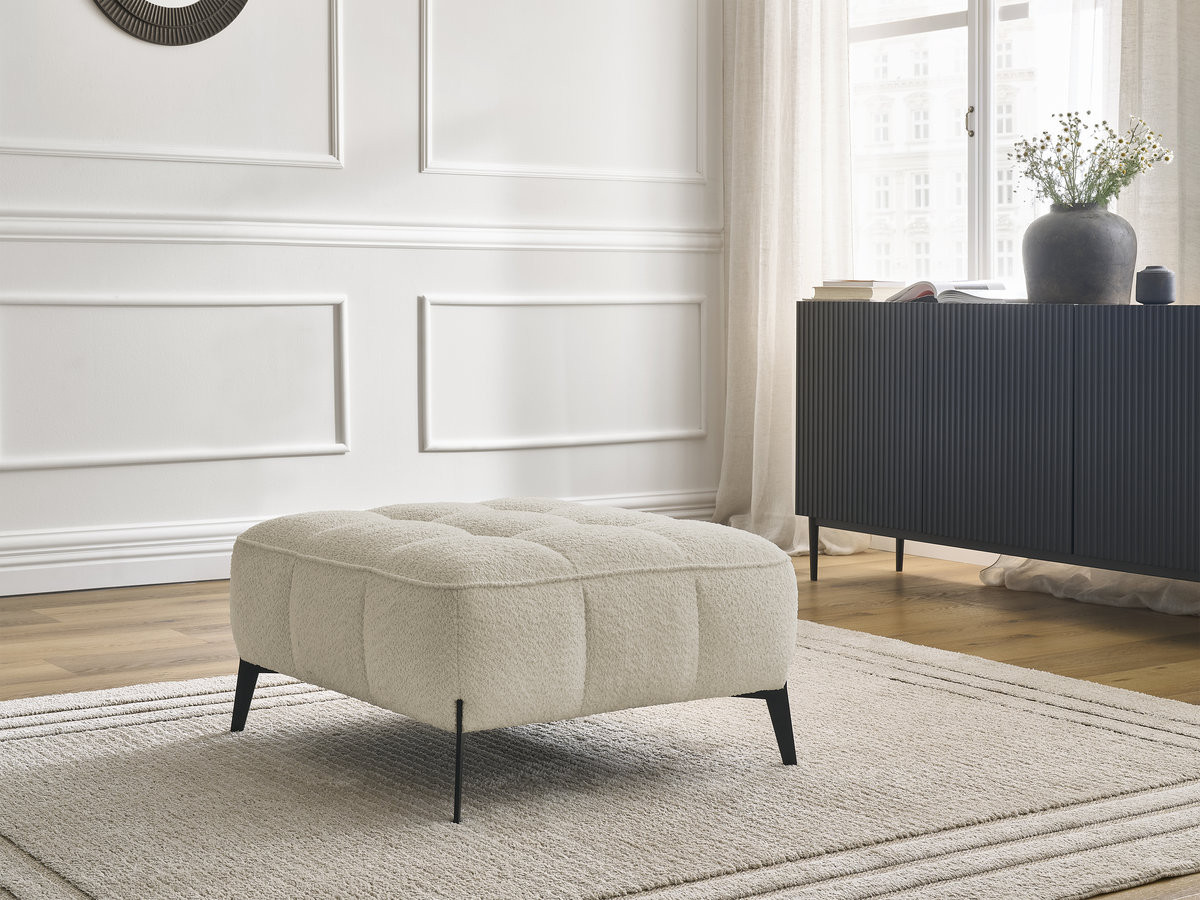 Bobochic Anis Pouf Bouclé-Stoff Beige