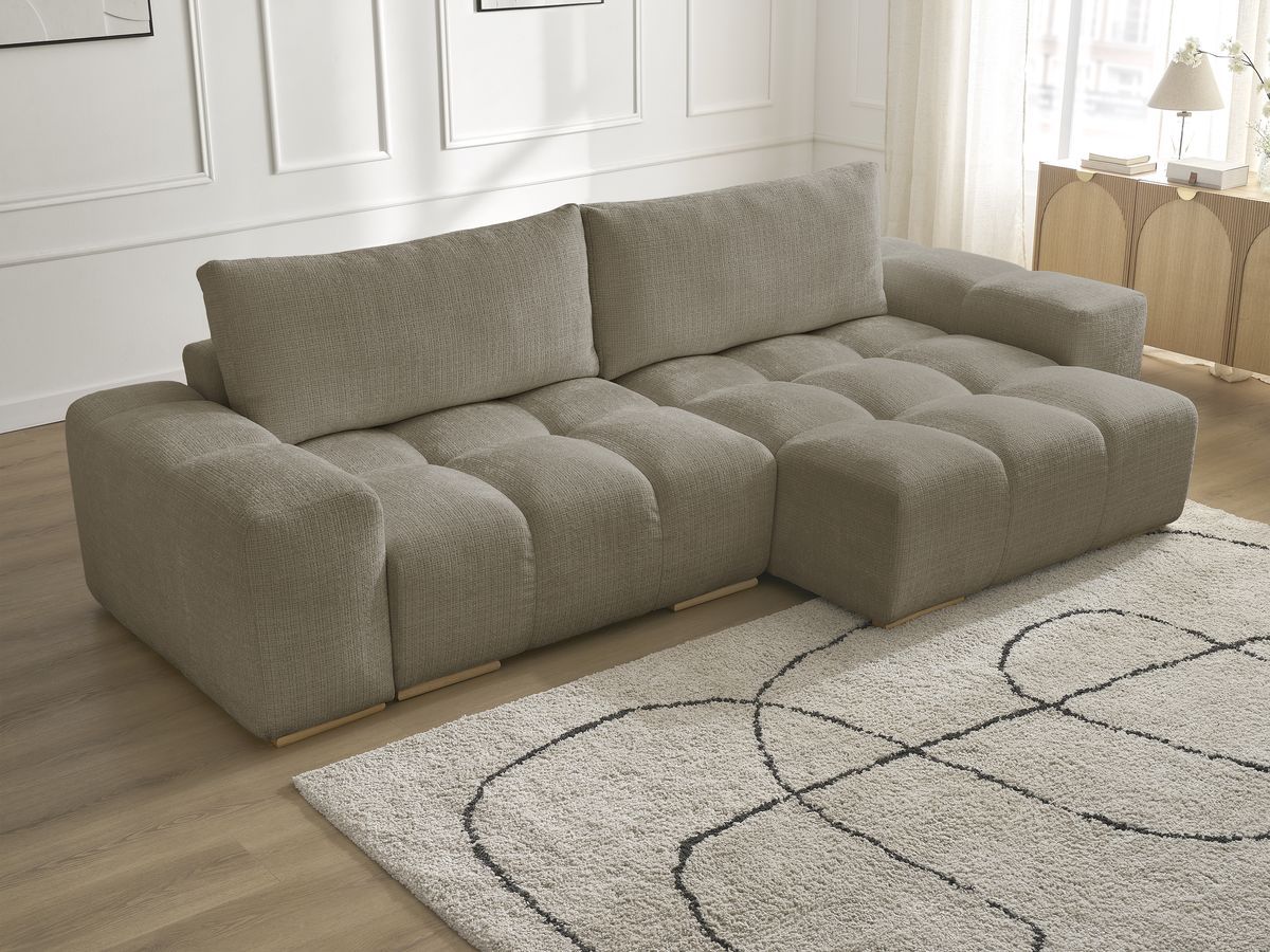 Bobochic Anakin Ecksofa, 2 Kissen Strukturstoff Taupe