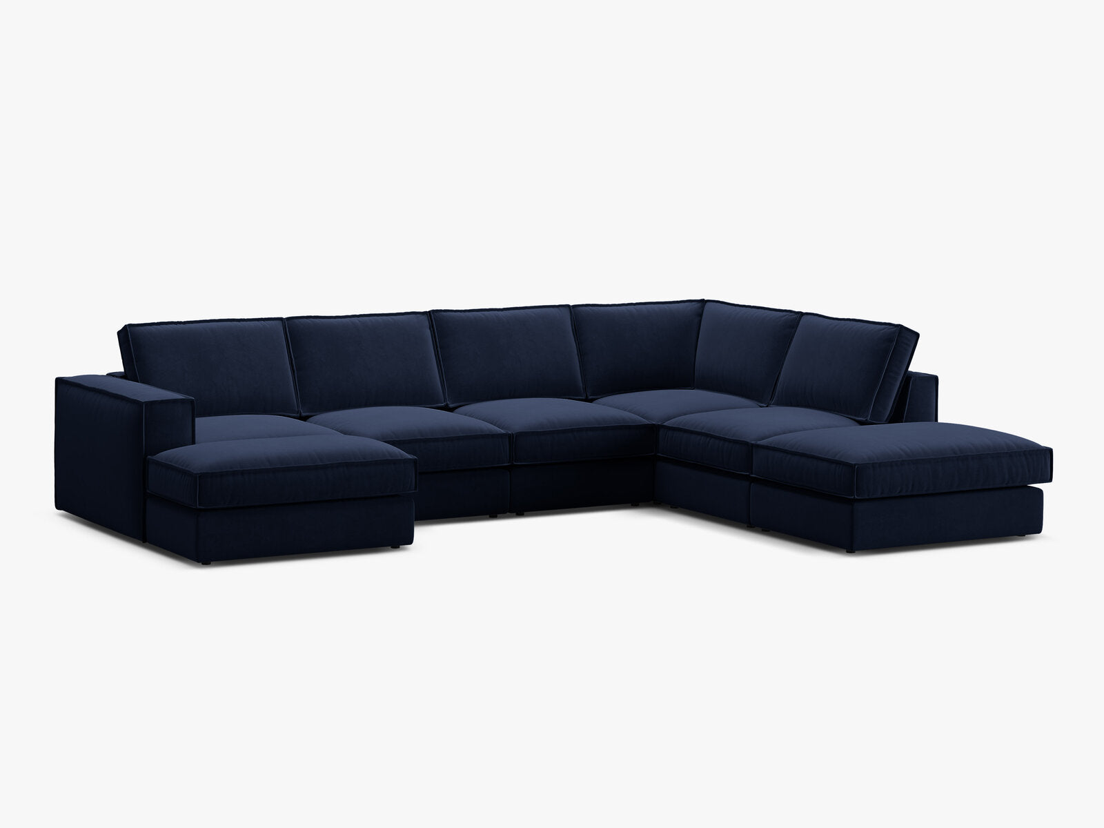 Micadoni modulares Panorama Ecksofa Pola 5-Sitzer Rechts Samt Salvador Königsblau
