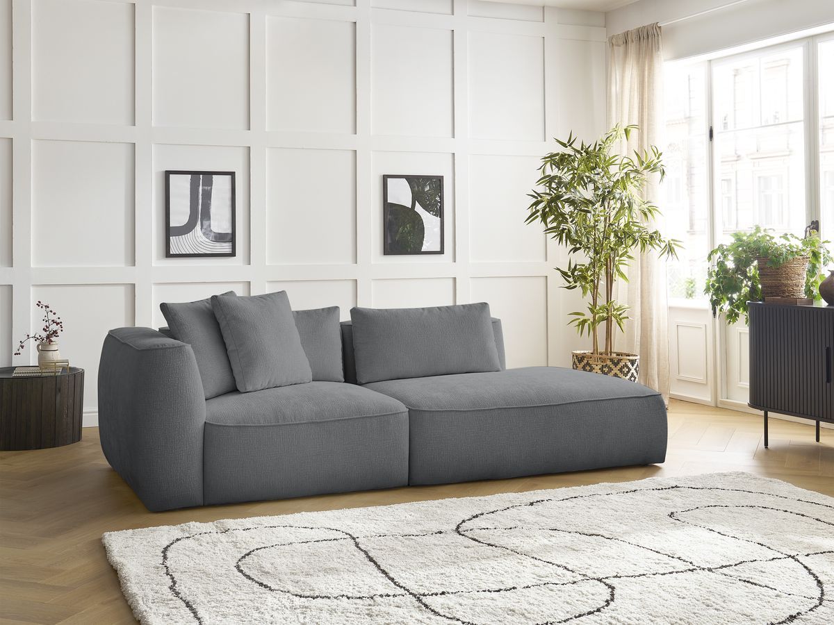 Bobochic Leopold Sofa 3-Sitzer Strukturstoff Dunkelgrau Armlehne links
