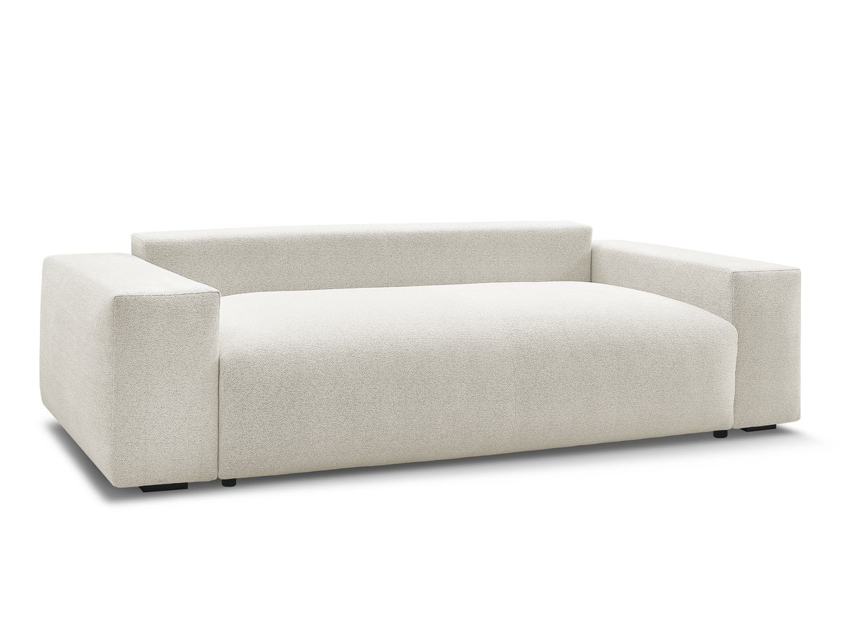 Bobochic Voltaire Schlafsofa 3-Sitzer mit Bettkasten Melange-Stoff Weiß