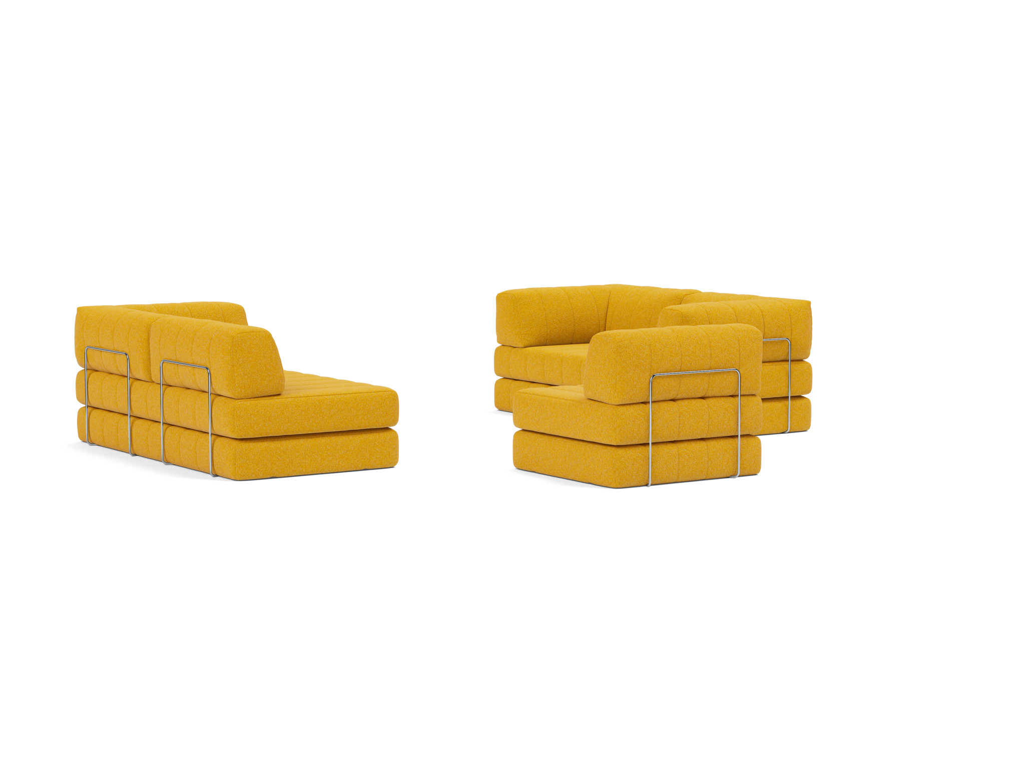 Eck-Schlafsofa CozyPad mit Armlehnen Boucle Skandi 536-Ochre
