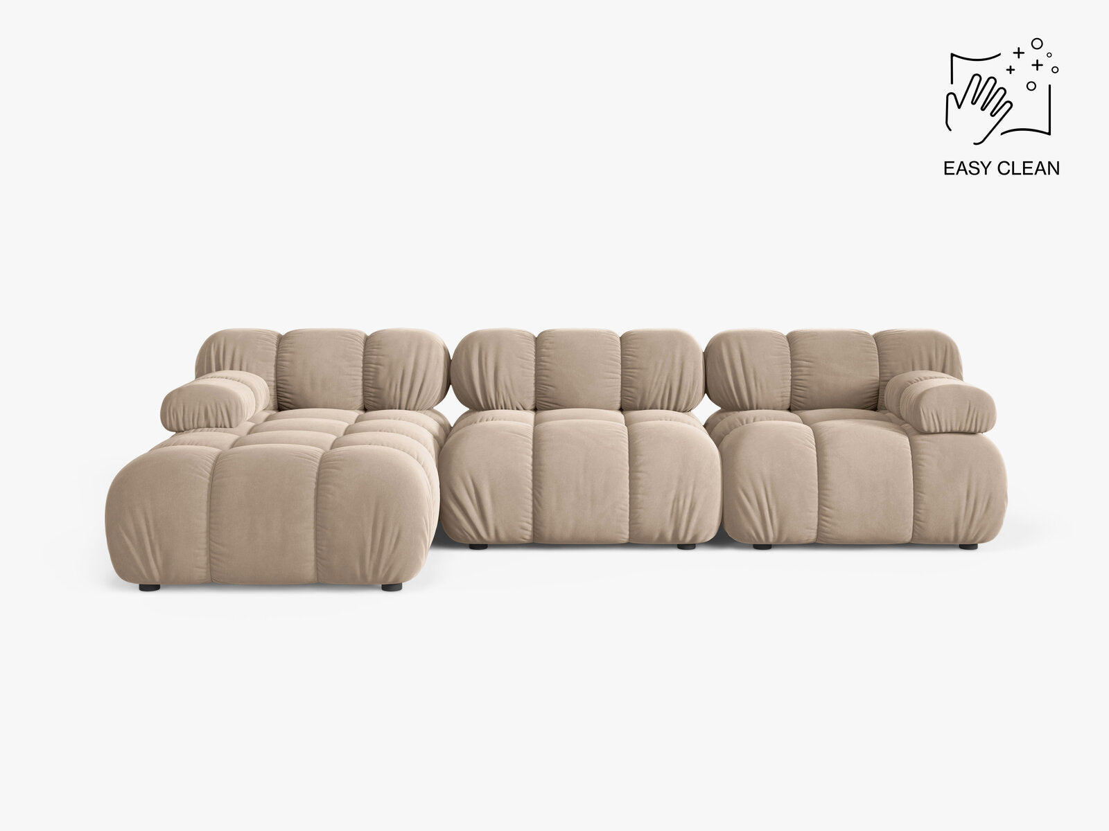 Micadoni Modulares Ecksofa Bellis 4-Sitzer Links Samt Venus Beige