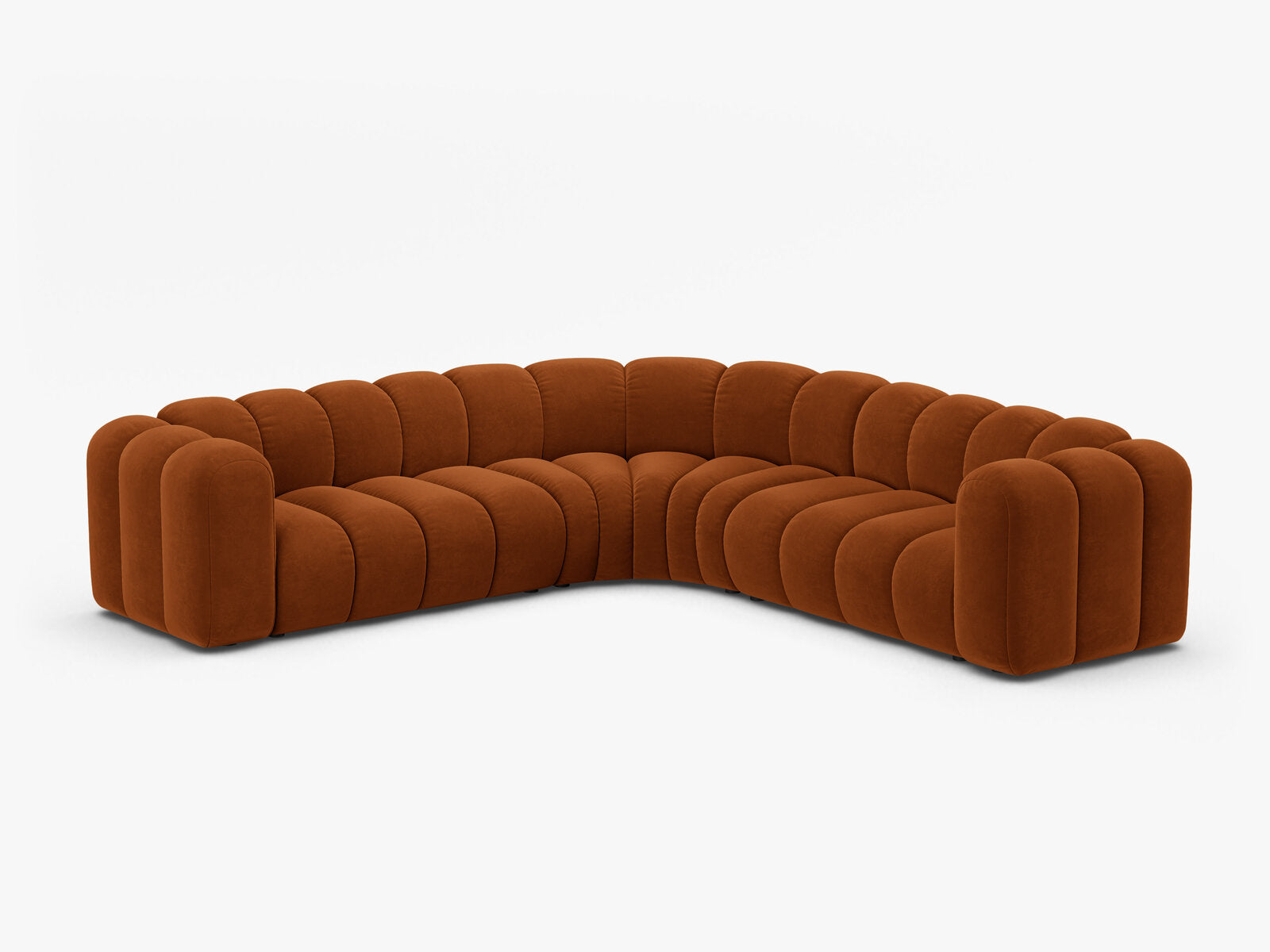 Micadoni symmetrisches Ecksofa Lupine 5-Sitzer mittelgroß Samt Salvador Terrakotta